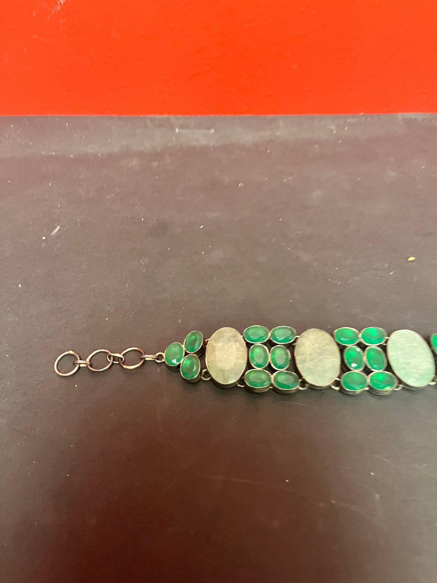 9 inch 925 marked  sterling  and gemstone bracelet