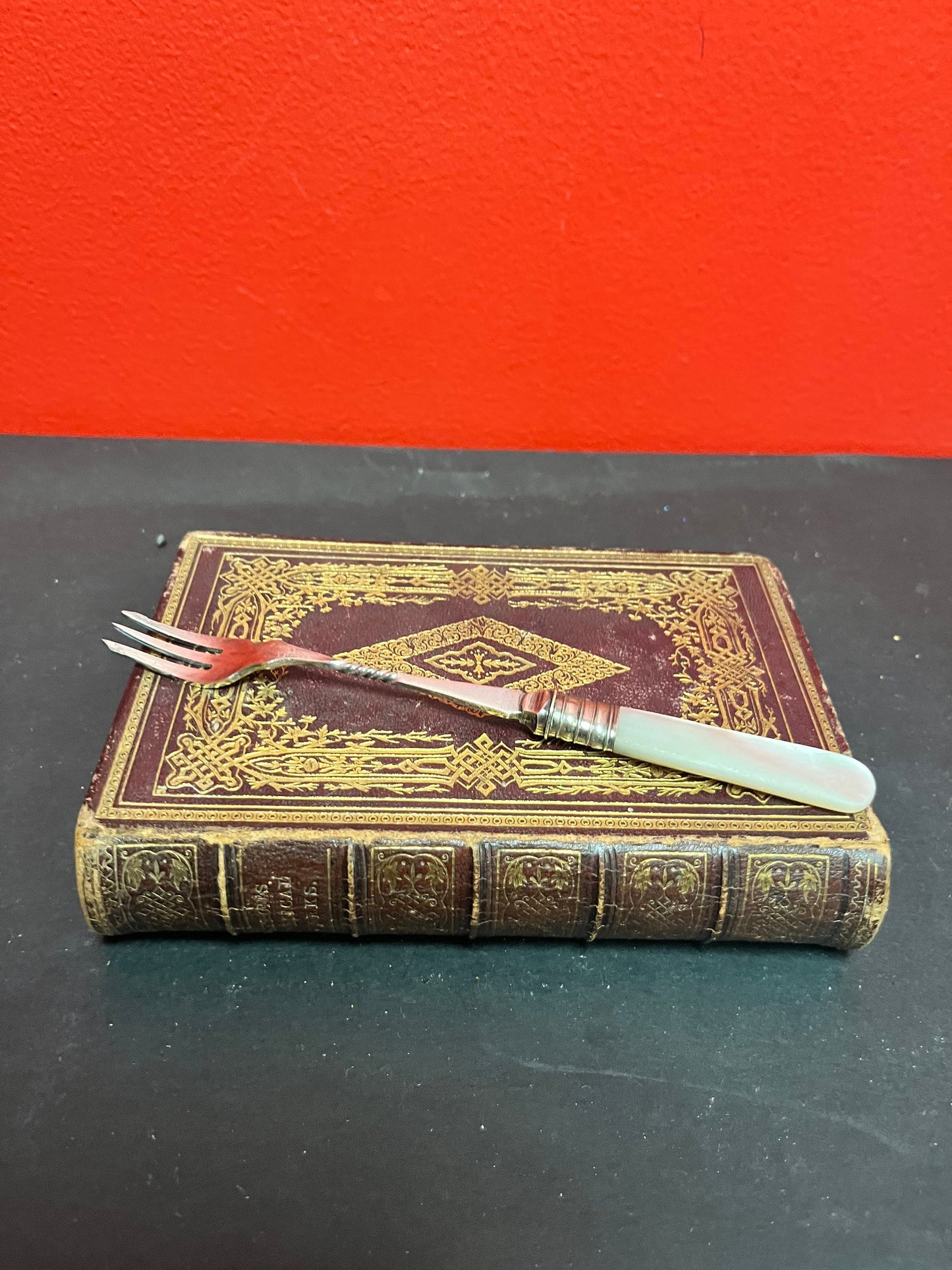 7 inch silver plate and mother-of-pearl pickle fork  great gift