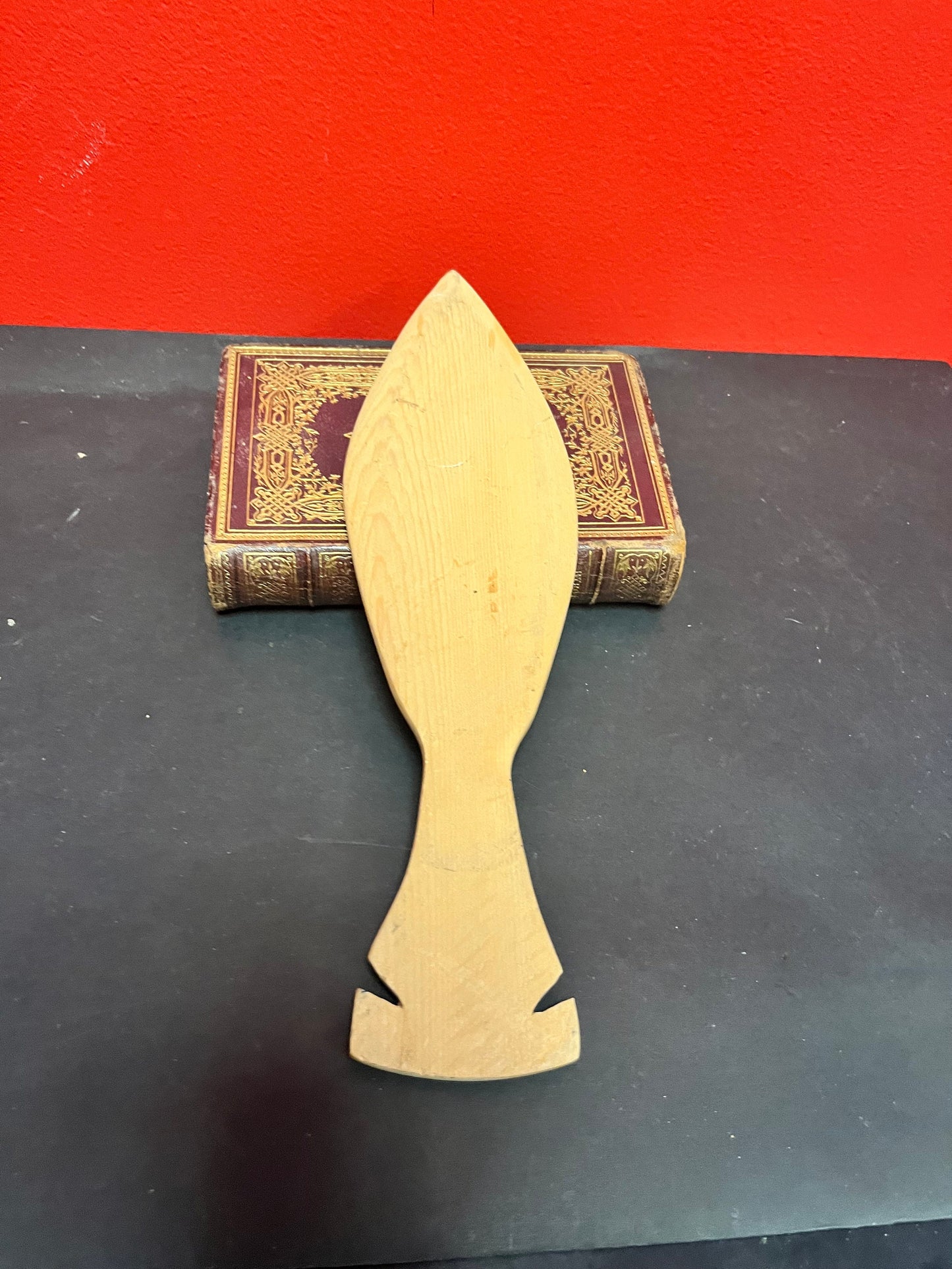 Unsigned 12 inch carved and painted cedar paddle - indigenous first nations pacific northwest coast