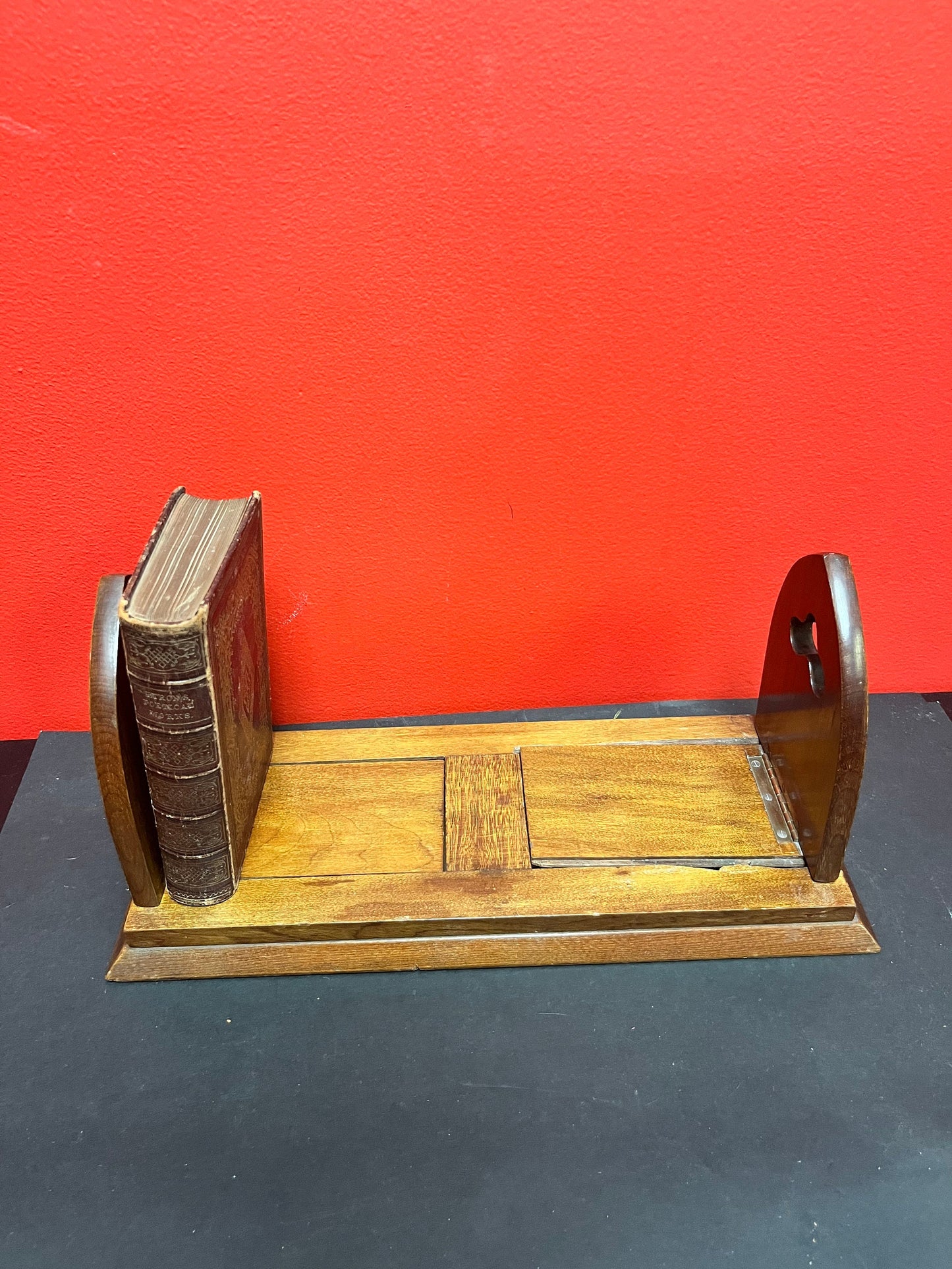 24 inch extended antique mahogany inlaid bookends   very cool