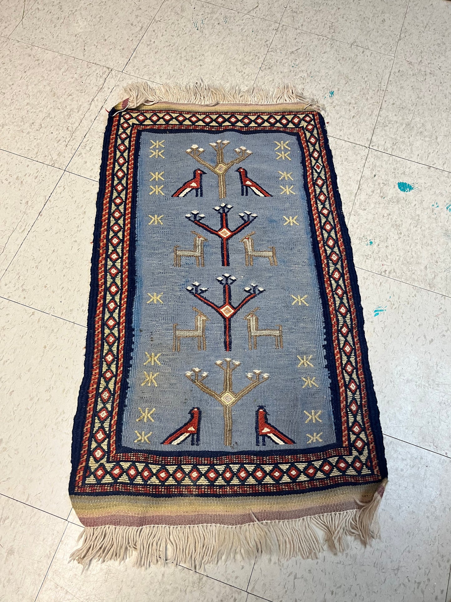 38 x 21 authentic antique Persian prayer mat  nice antique condition - great design and tribal significance