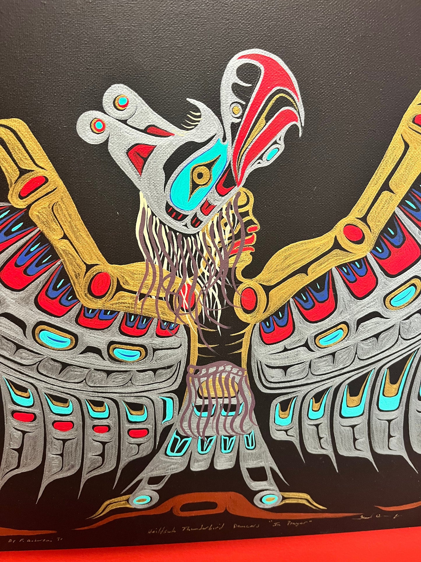 Authentic museum quality Indigenous First Nations Fred Anderson Jr painting on canvas  absolutely stunning piece  wow