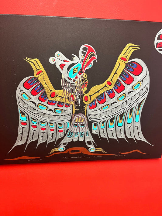 Authentic museum quality Indigenous First Nations Fred Anderson Jr painting on canvas  absolutely stunning piece  wow