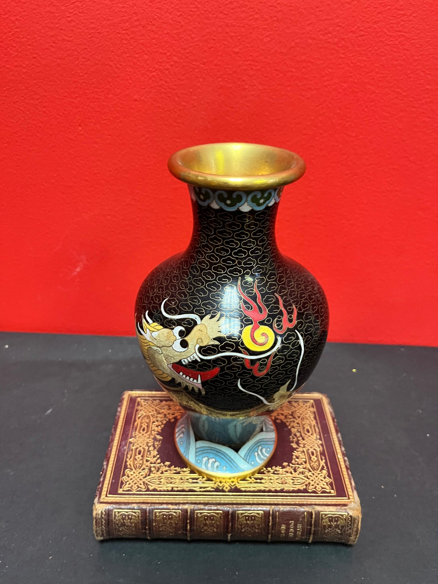 An 8 inch fabulous Chinese cloisonné vase two available mint condition