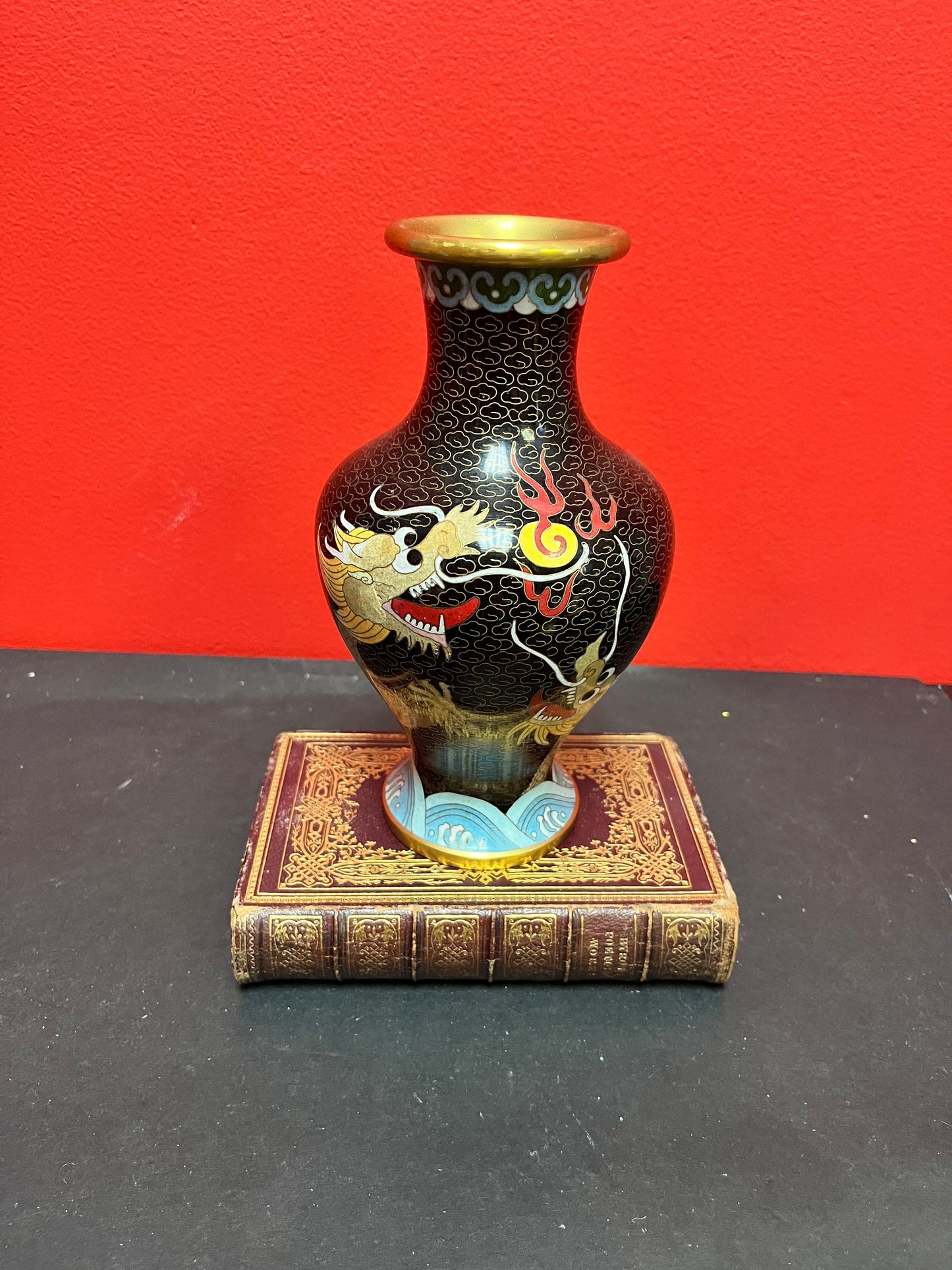 An 8 inch fabulous Chinese cloisonné vase two available mint condition