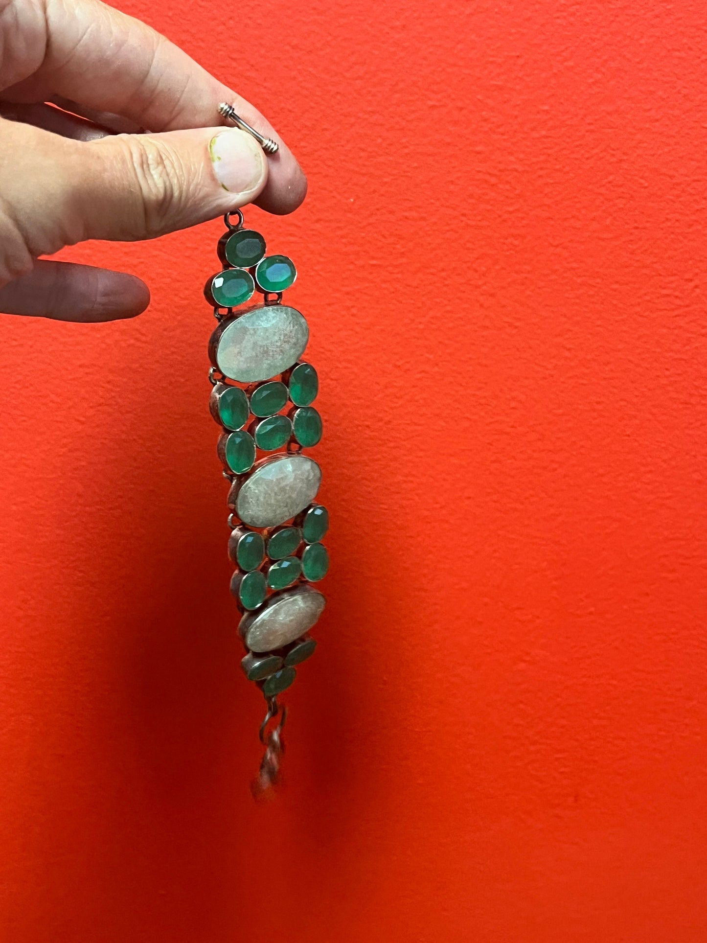 9 inch 925 marked  sterling  and gemstone bracelet