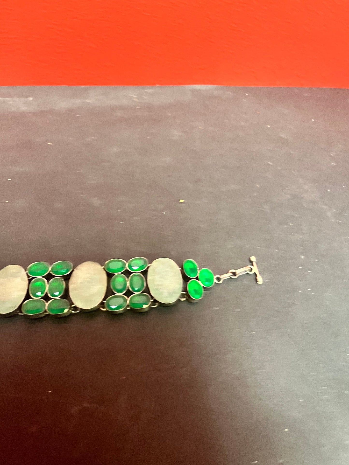 9 inch 925 marked  sterling  and gemstone bracelet