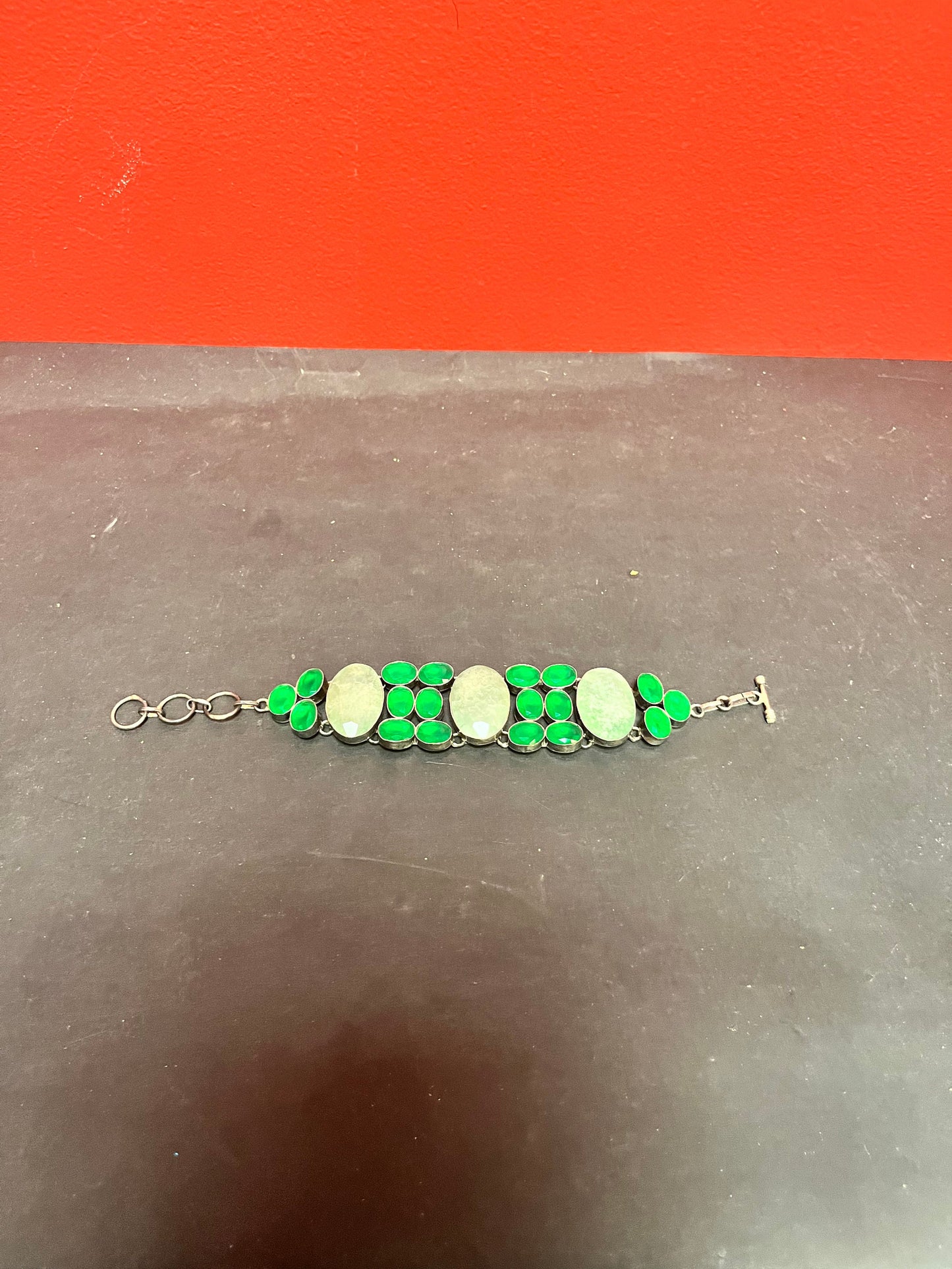 9 inch 925 marked  sterling  and gemstone bracelet