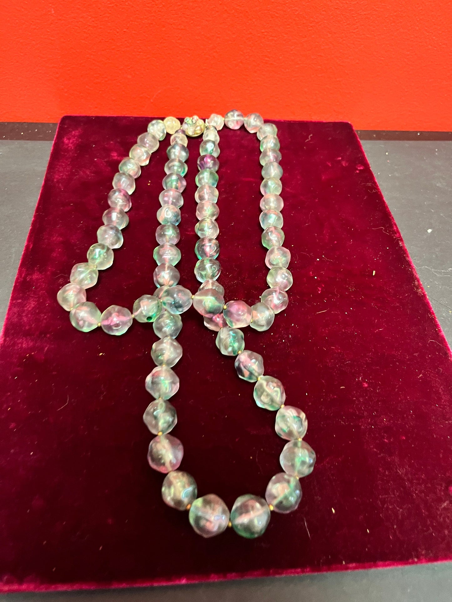 Approx 26 inch long retro Lucite necklace amazing colour and look