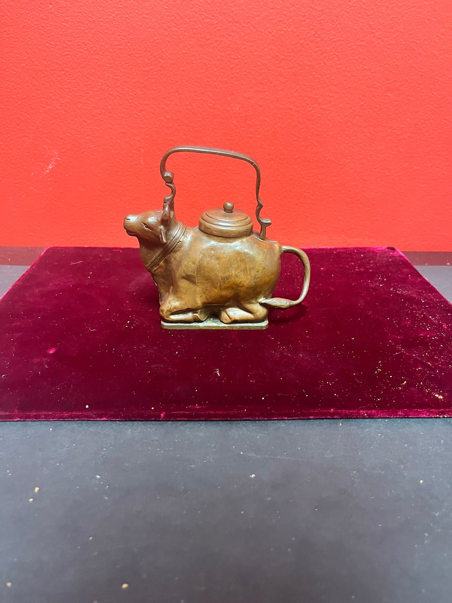 Rare 5 inch Chinese bronze holy water jug with lid exceptional quality - 19th century