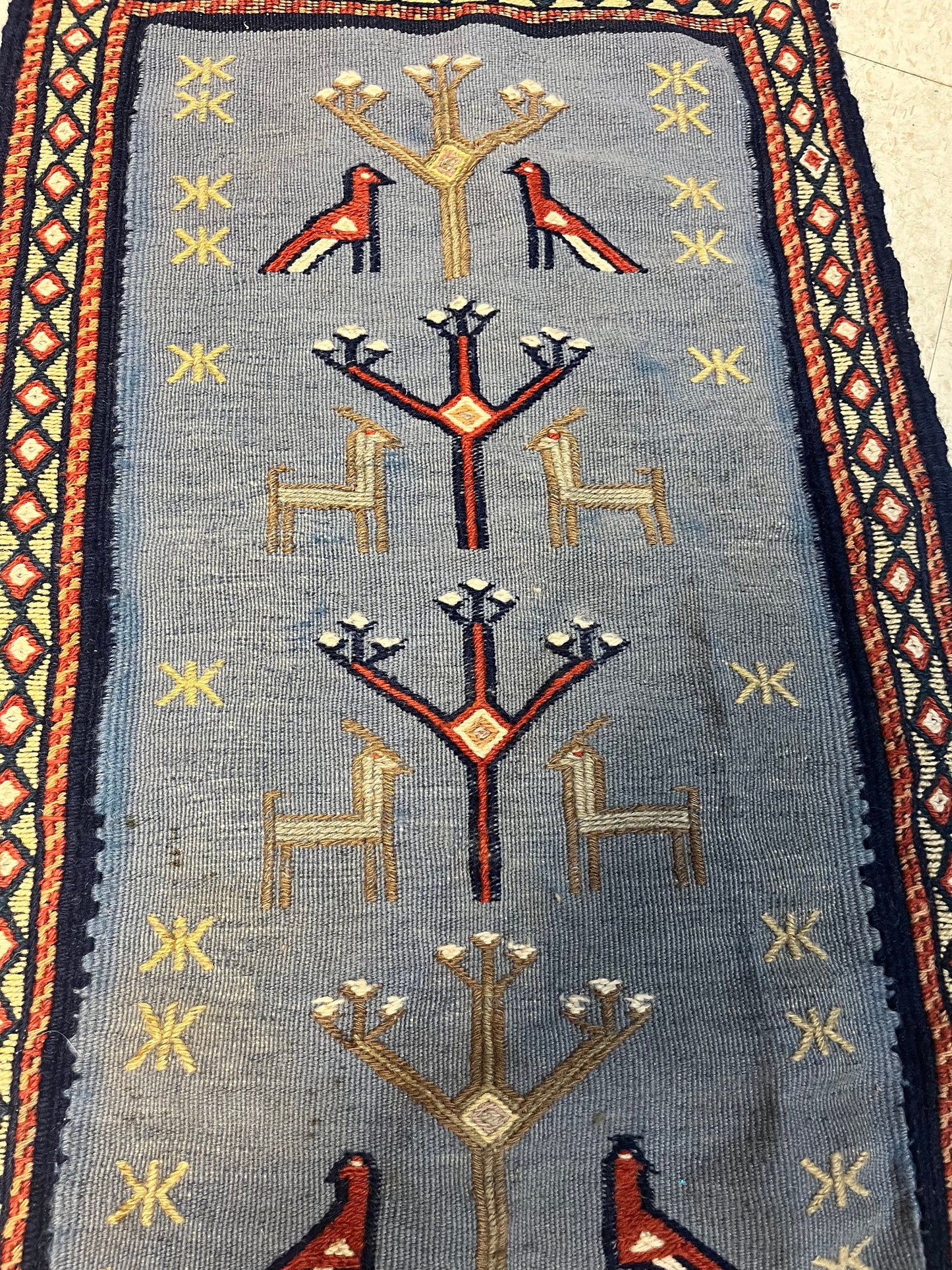 38 x 21 authentic antique Persian prayer mat  nice antique condition - great design and tribal significance