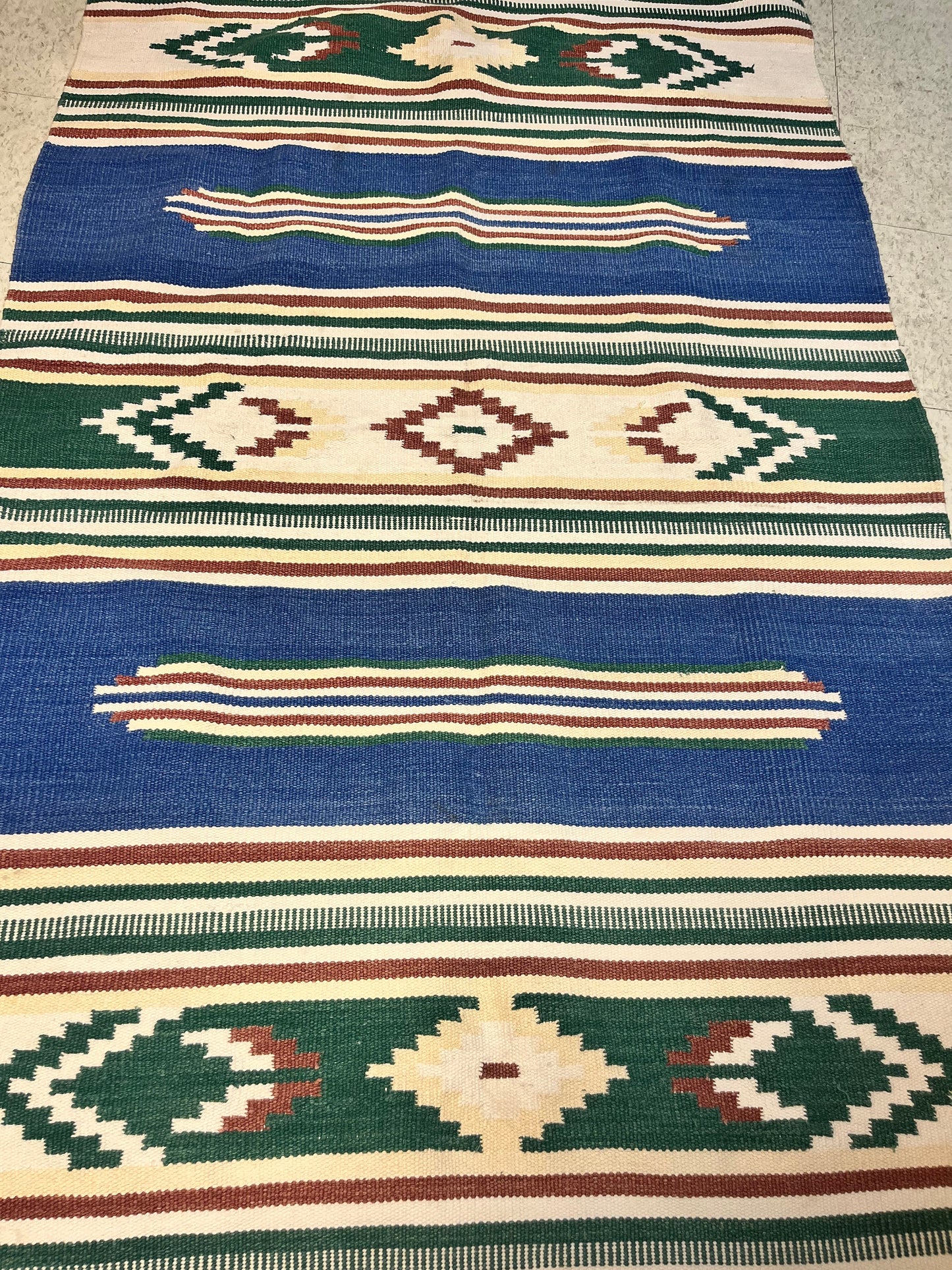 A  Approximately 6 x 43 wide vintage  authentic stunning Navajo carpet  a beauty and  exceptional value. -wow