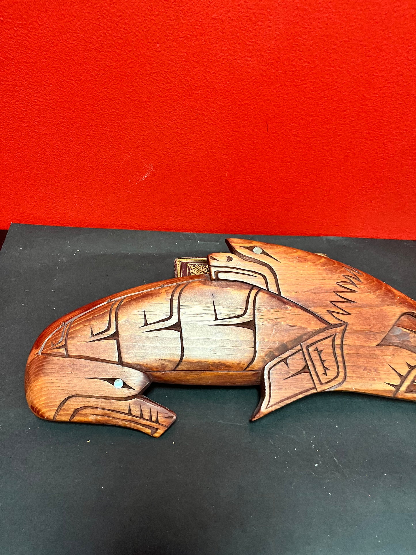 16 x 6 signed cedar transformation plaque - indigenous, first nations Pacific Northwest coast