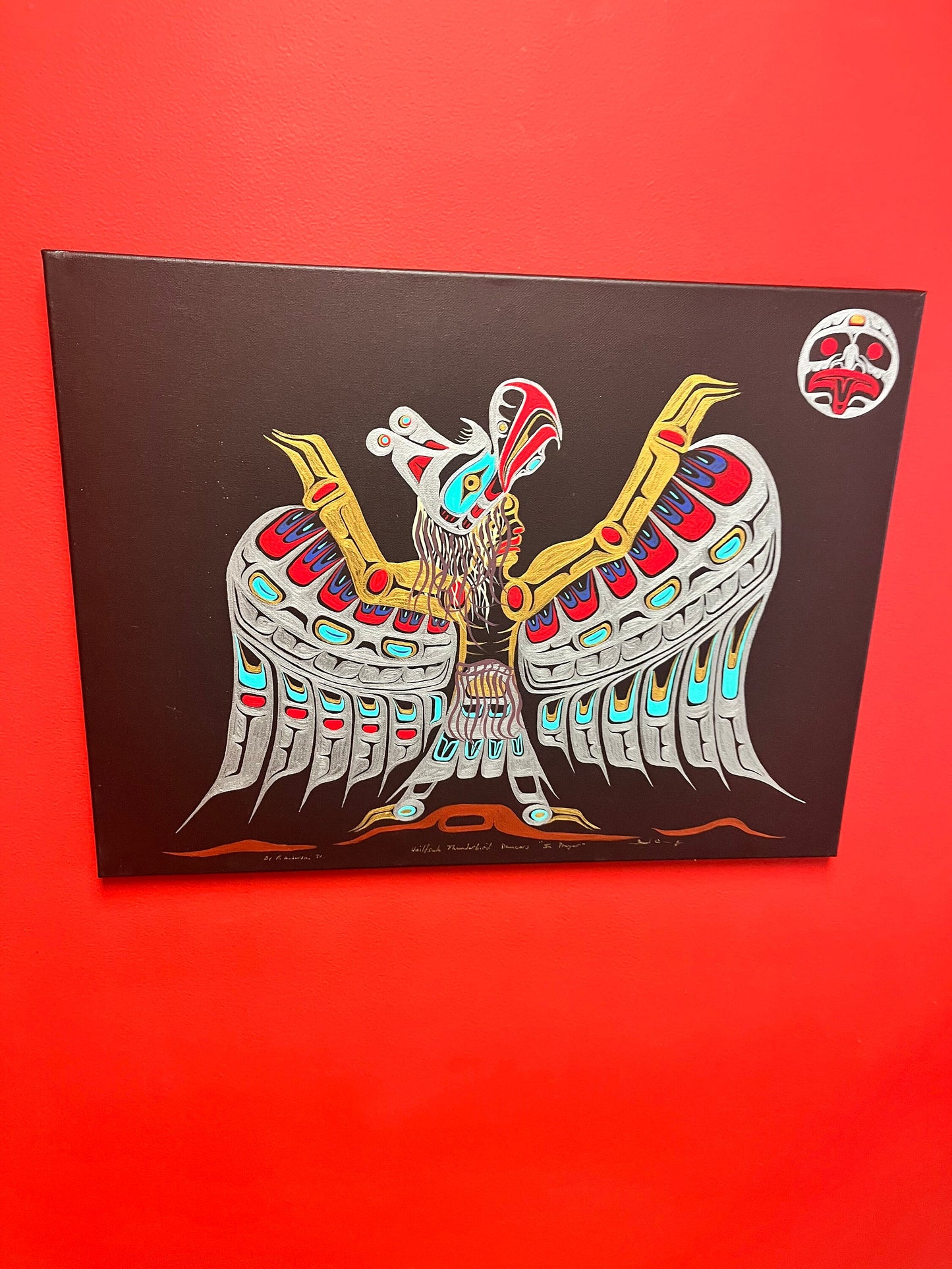 Authentic museum quality Indigenous First Nations Fred Anderson Jr painting on canvas  absolutely stunning piece  wow
