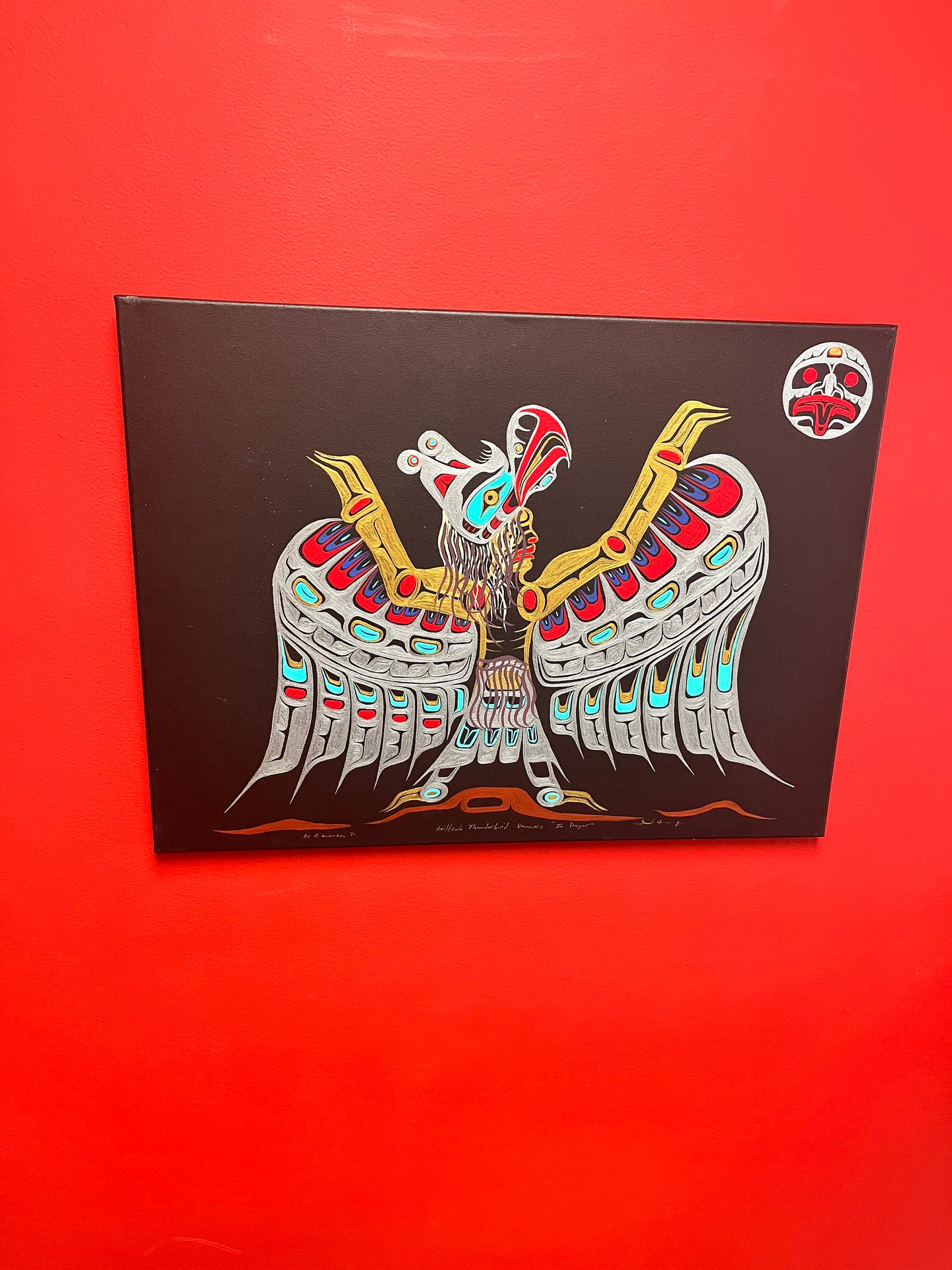 Authentic museum quality Indigenous First Nations Fred Anderson Jr painting on canvas  absolutely stunning piece  wow