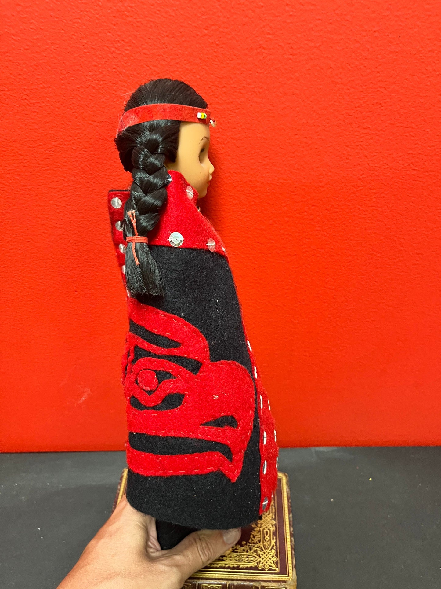 14 inch Haida fabric clothed doll Indigenous first nations historical doll. great condition, and great value