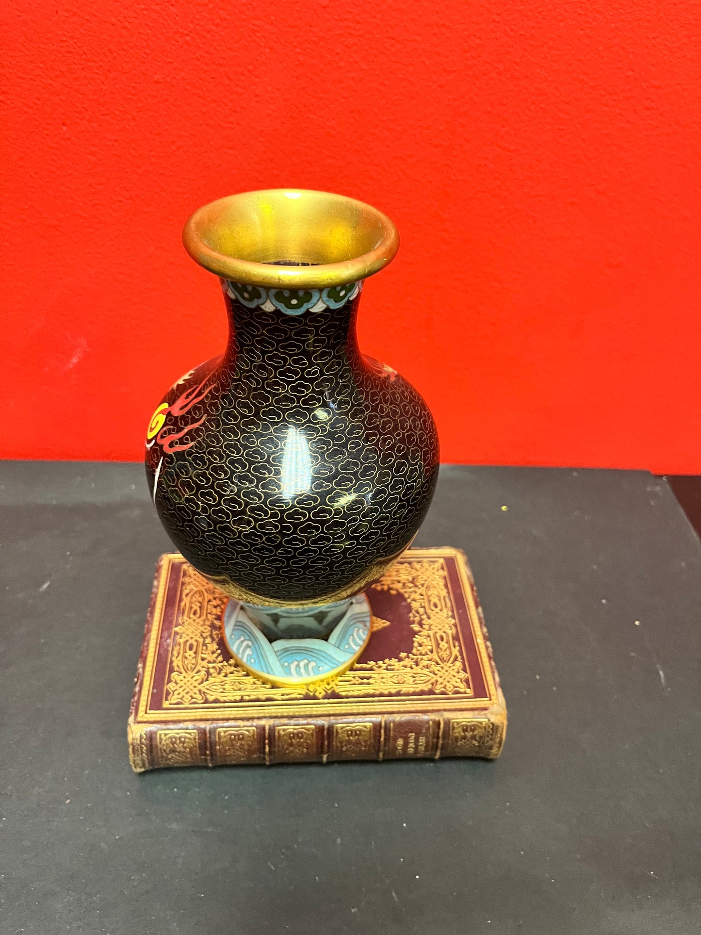 An 8 inch fabulous Chinese cloisonné vase two available mint condition