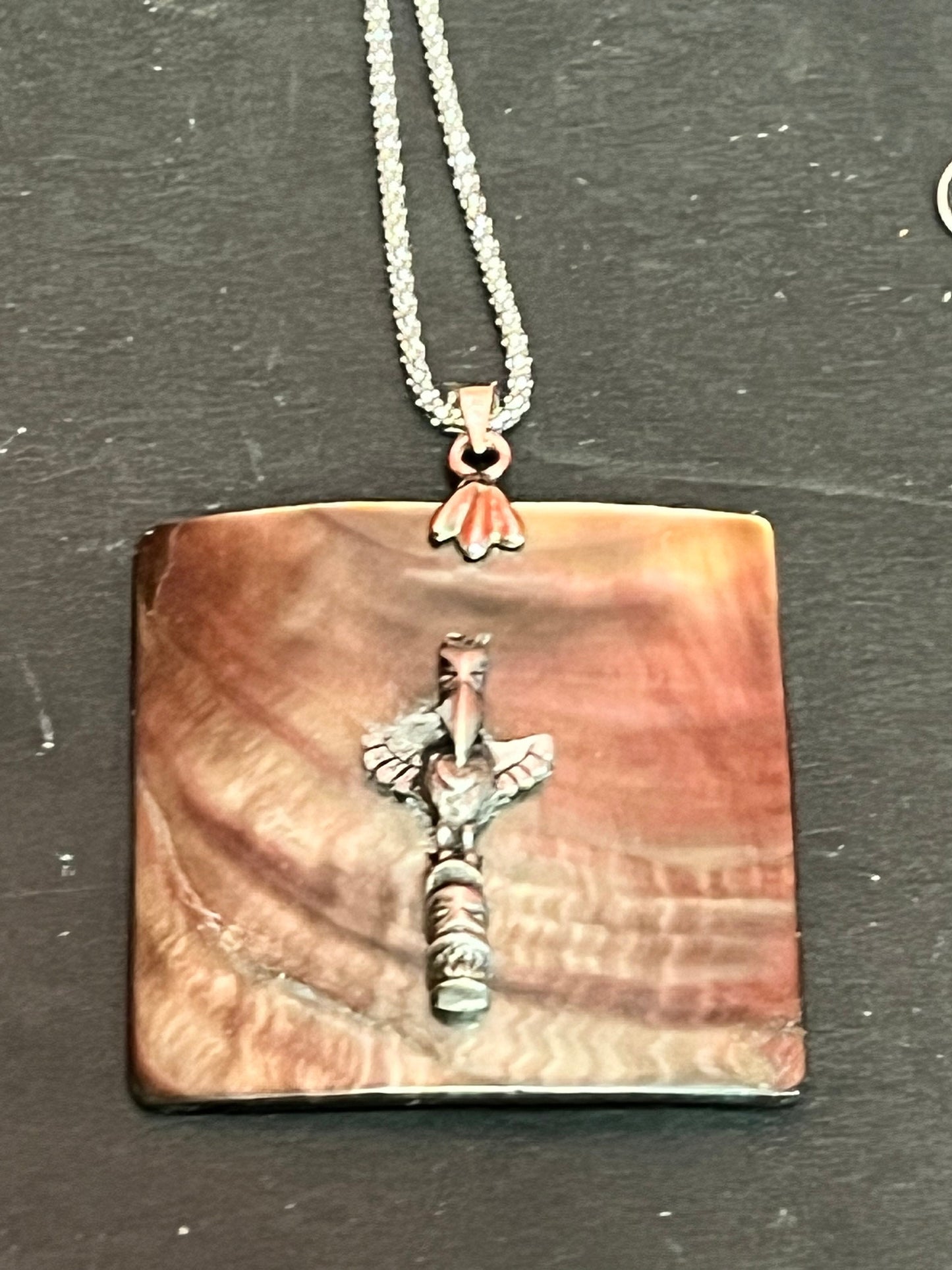 2 inch Indigenous First Nations Sterling and abalone necklace comes with free Sterling chain and abalone earrings amazing gift