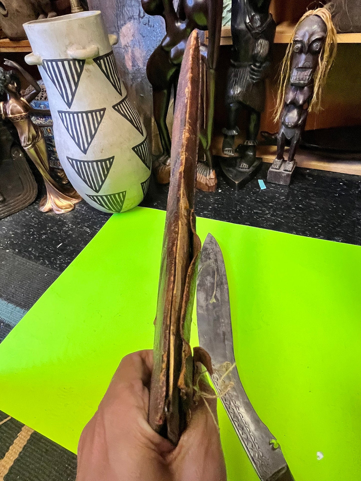 Huge two foot-long antique Indian Gurkha knife in leather sheaf stunning piece of Indian history