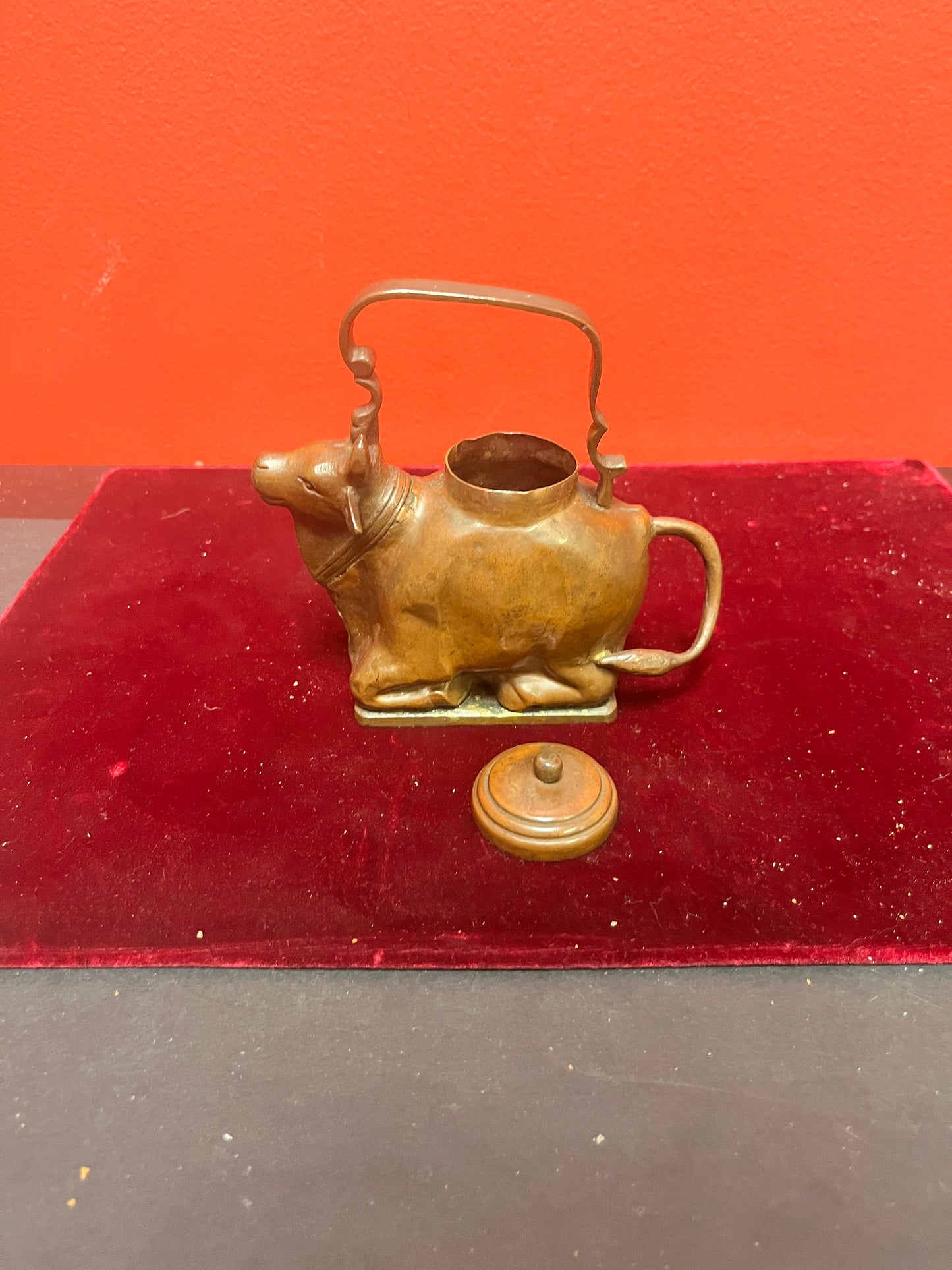Rare 5 inch Chinese bronze holy water jug with lid exceptional quality - 19th century