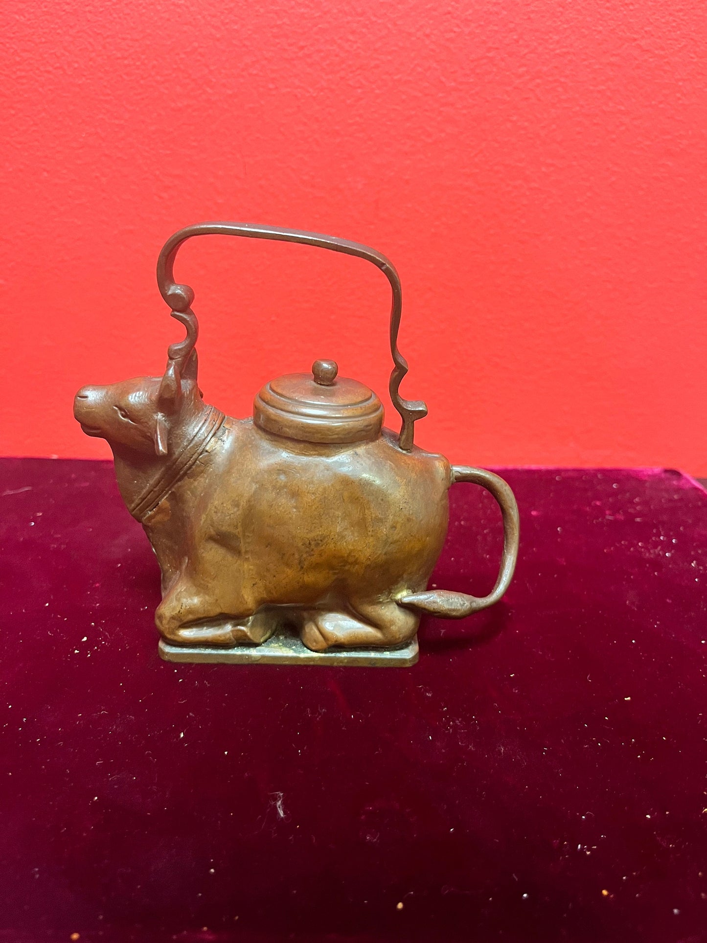 Rare 5 inch Chinese bronze holy water jug with lid exceptional quality - 19th century