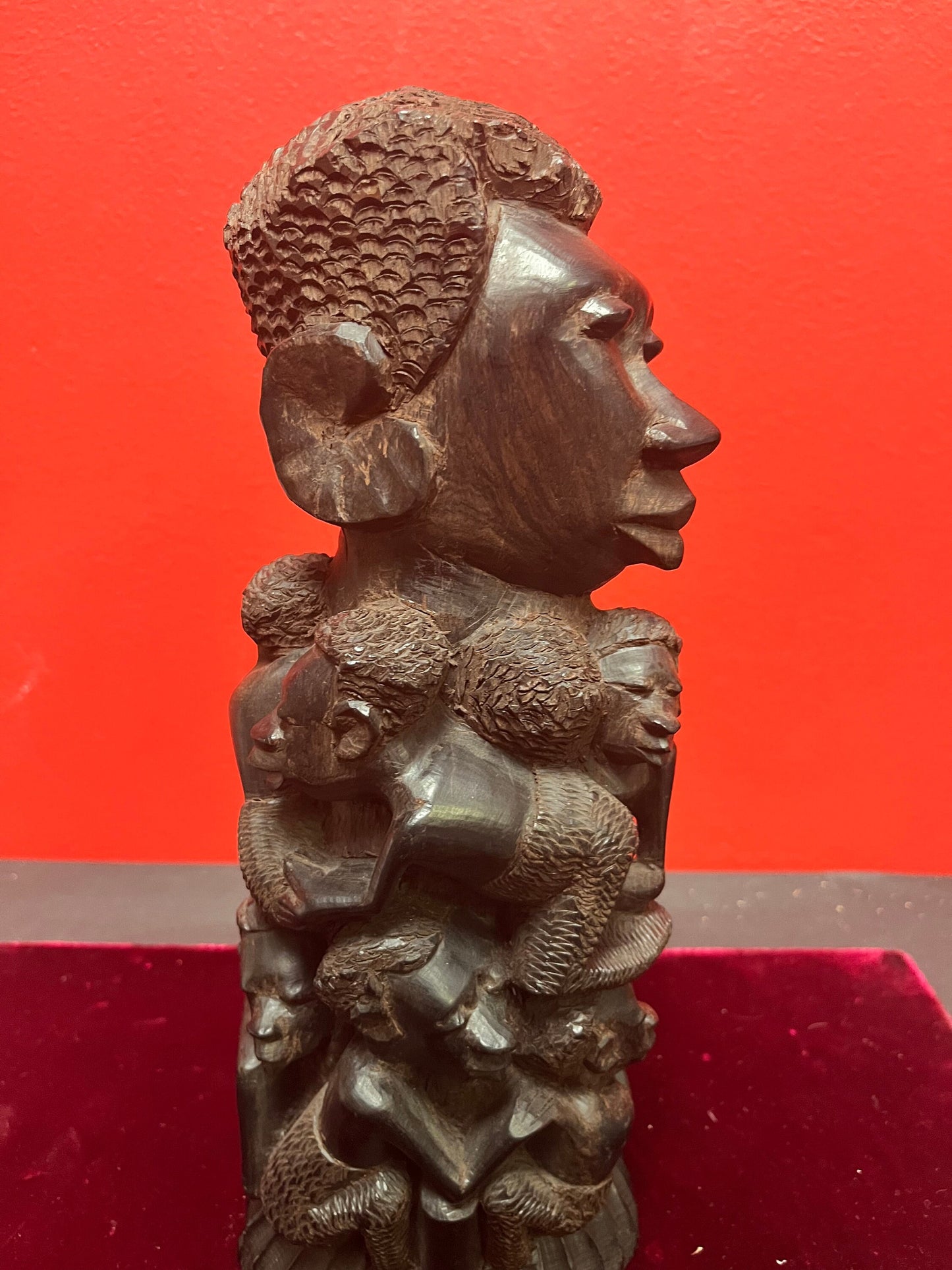 Well detailed 11 inch African Ebony wood Makonde statue lovely heavy piece