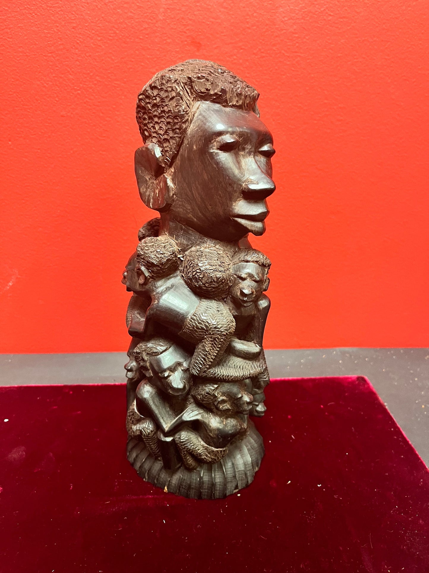 Well detailed 11 inch African Ebony wood Makonde statue lovely heavy piece
