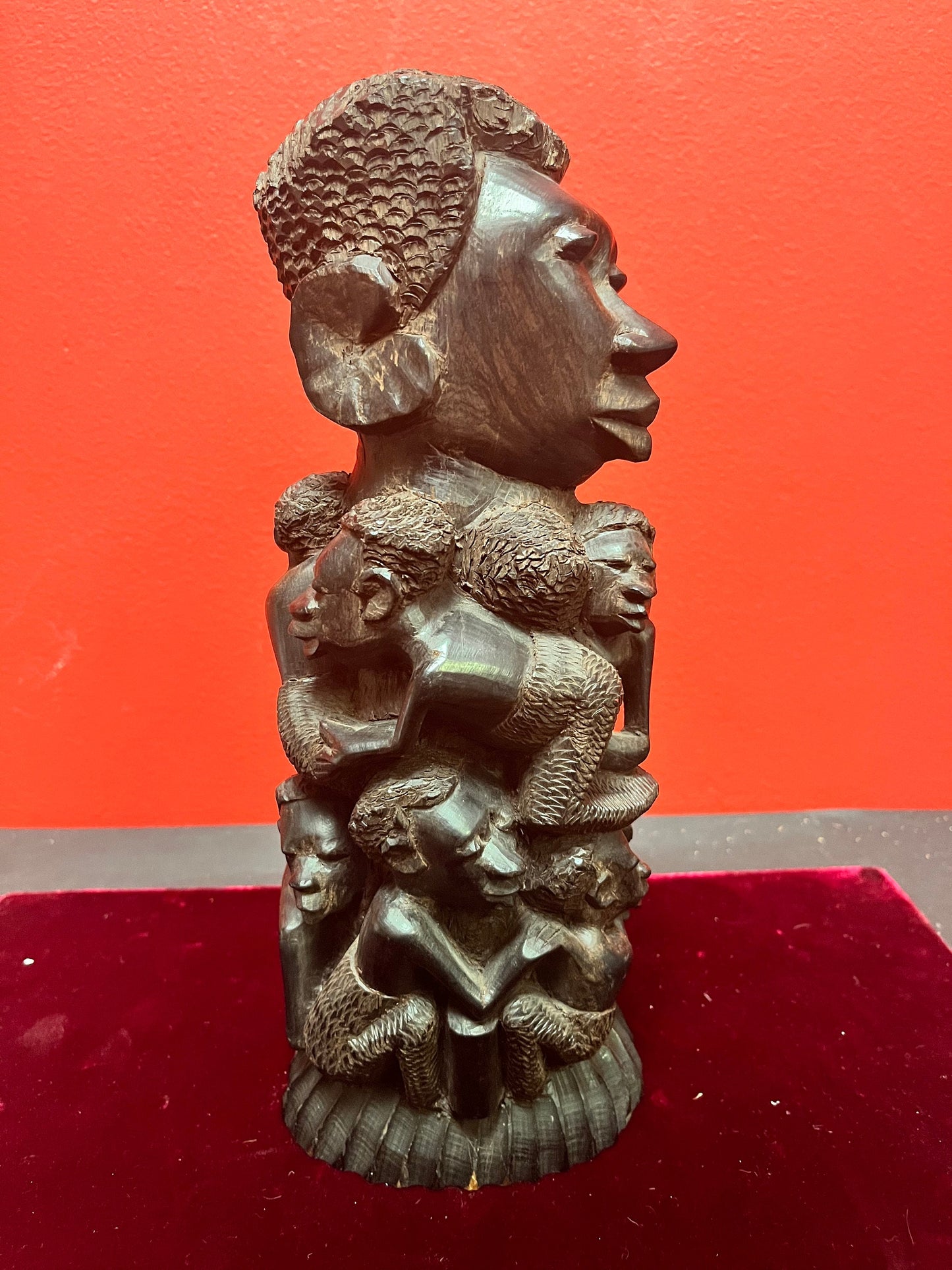 Well detailed 11 inch African Ebony wood Makonde statue lovely heavy piece