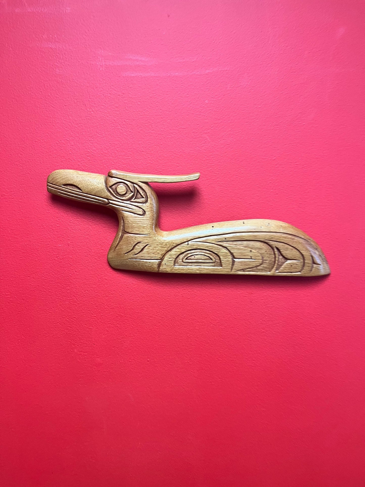Lovely cedar signed 15 inch indigenous first nations pacific north west coast loon plaque  lovely