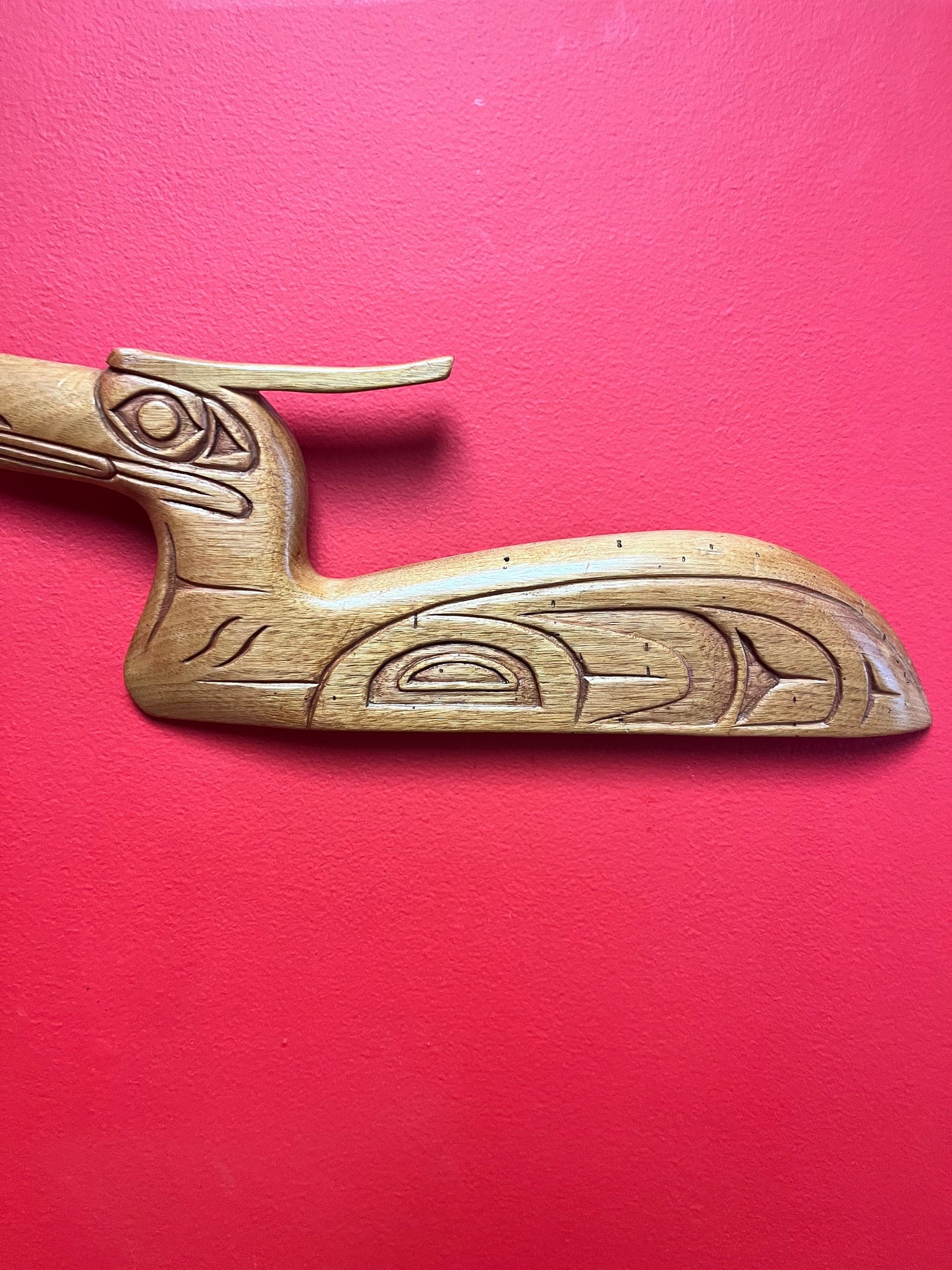 Lovely cedar signed 15 inch indigenous first nations pacific north west coast loon plaque  lovely