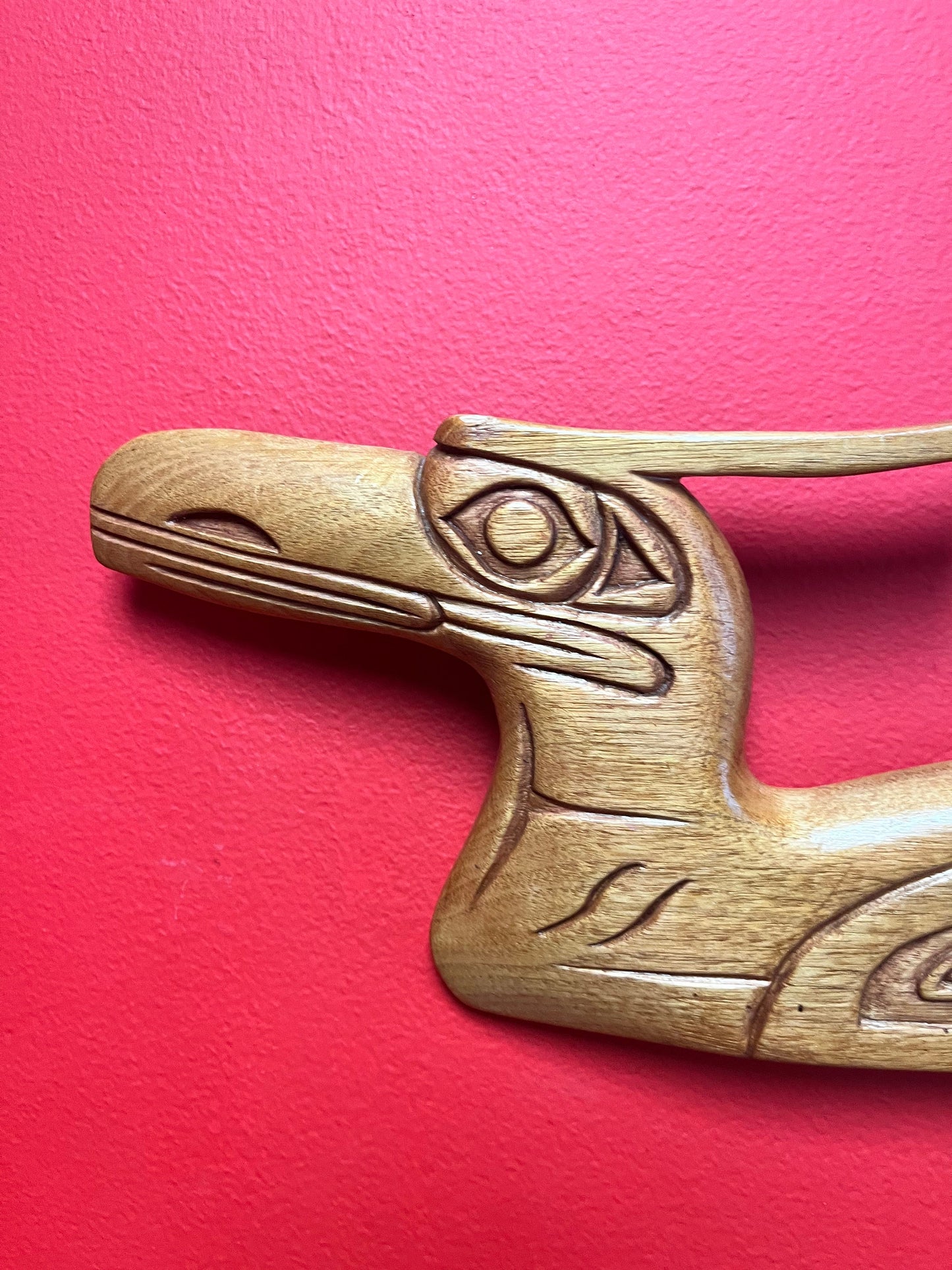 Lovely cedar signed 15 inch indigenous first nations pacific north west coast loon plaque  lovely