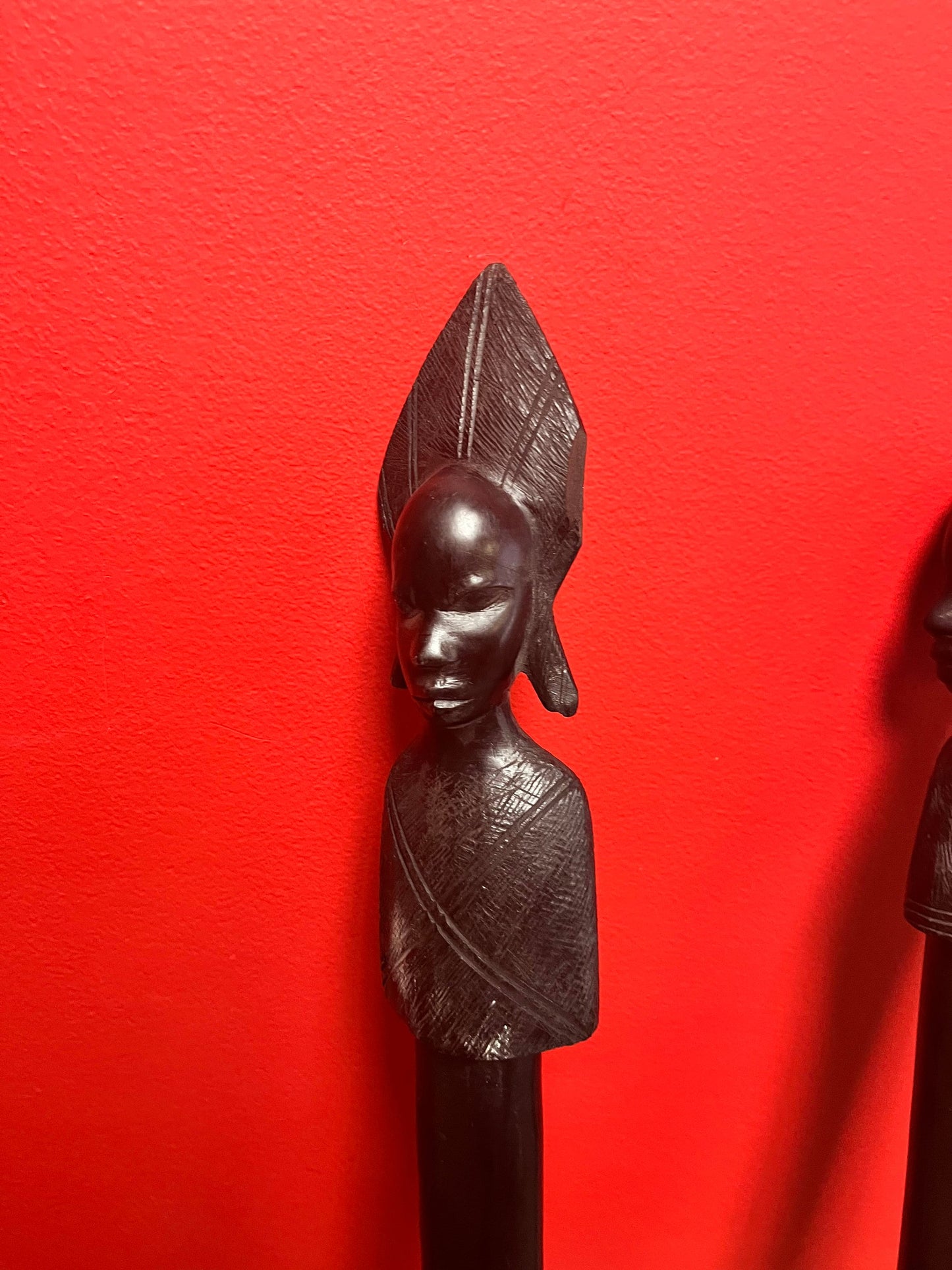 Pair Stunning 34 inch 1960s museum quality Ebony wooden power dance spears Tanzanian beauties