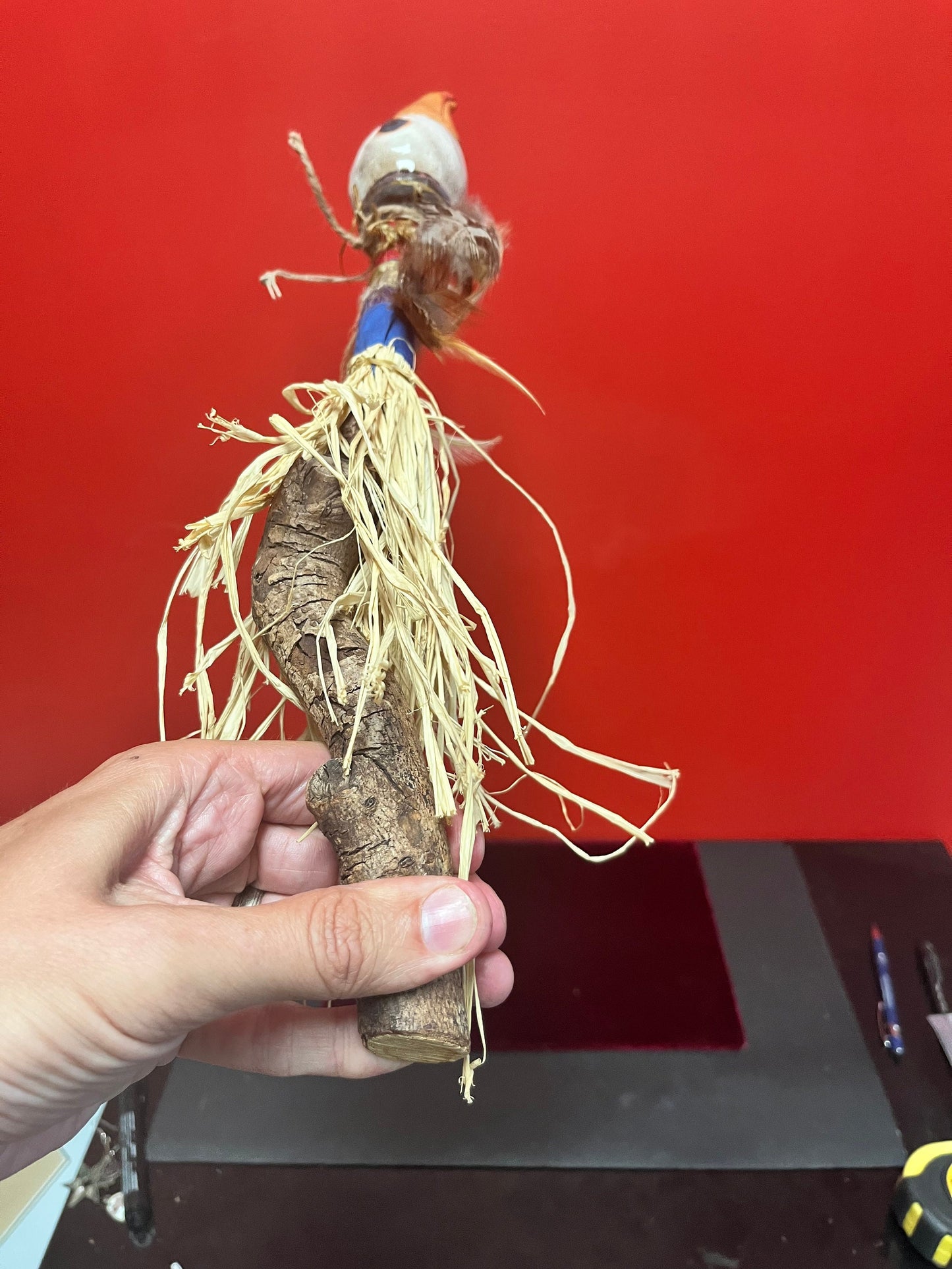 Fabulous old indigenous, first nations shamans rattle  so cool and unusual  pottery head