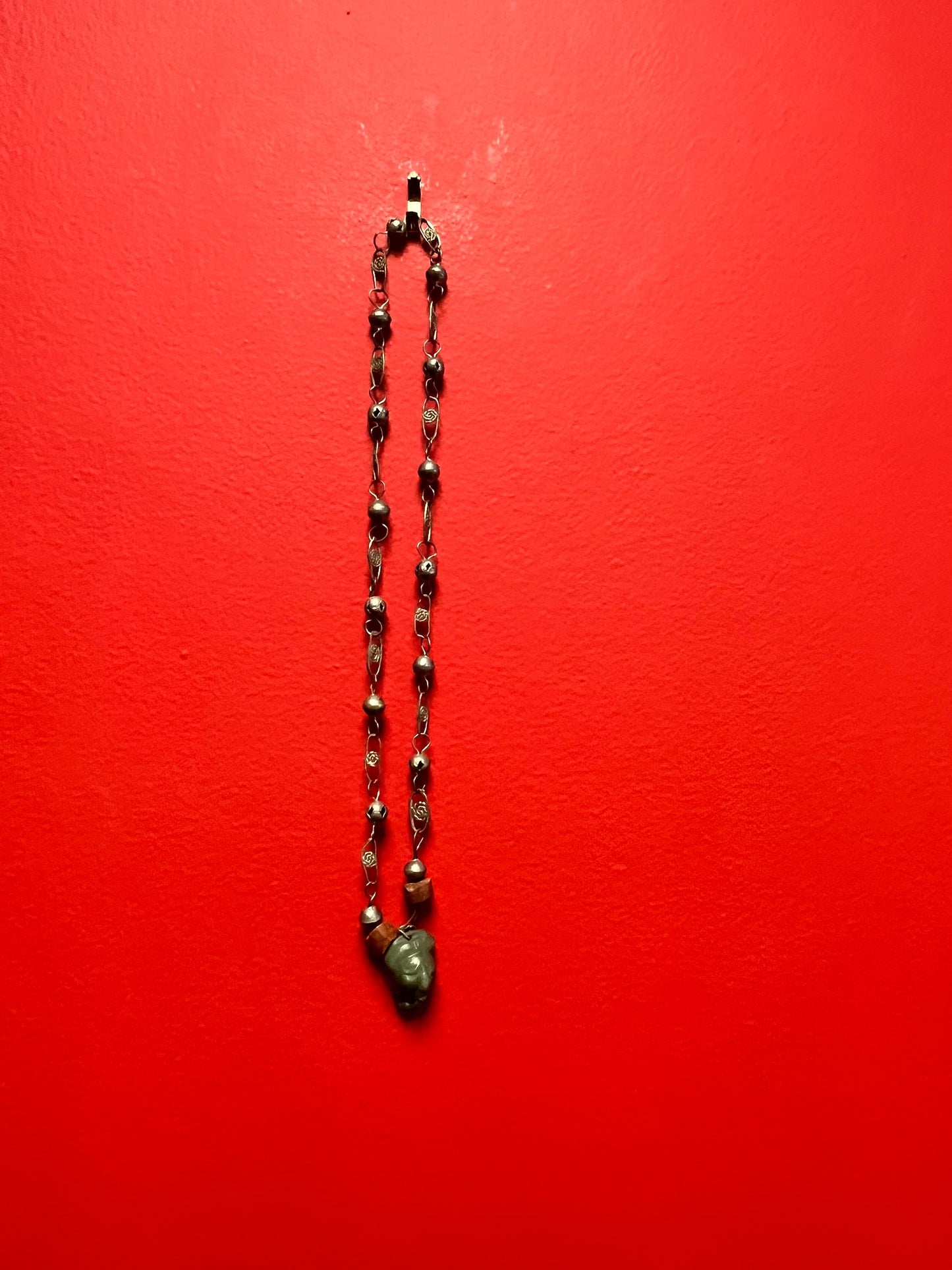 22 inch approx Asian silver and stone necklace - beautiful look and very unique