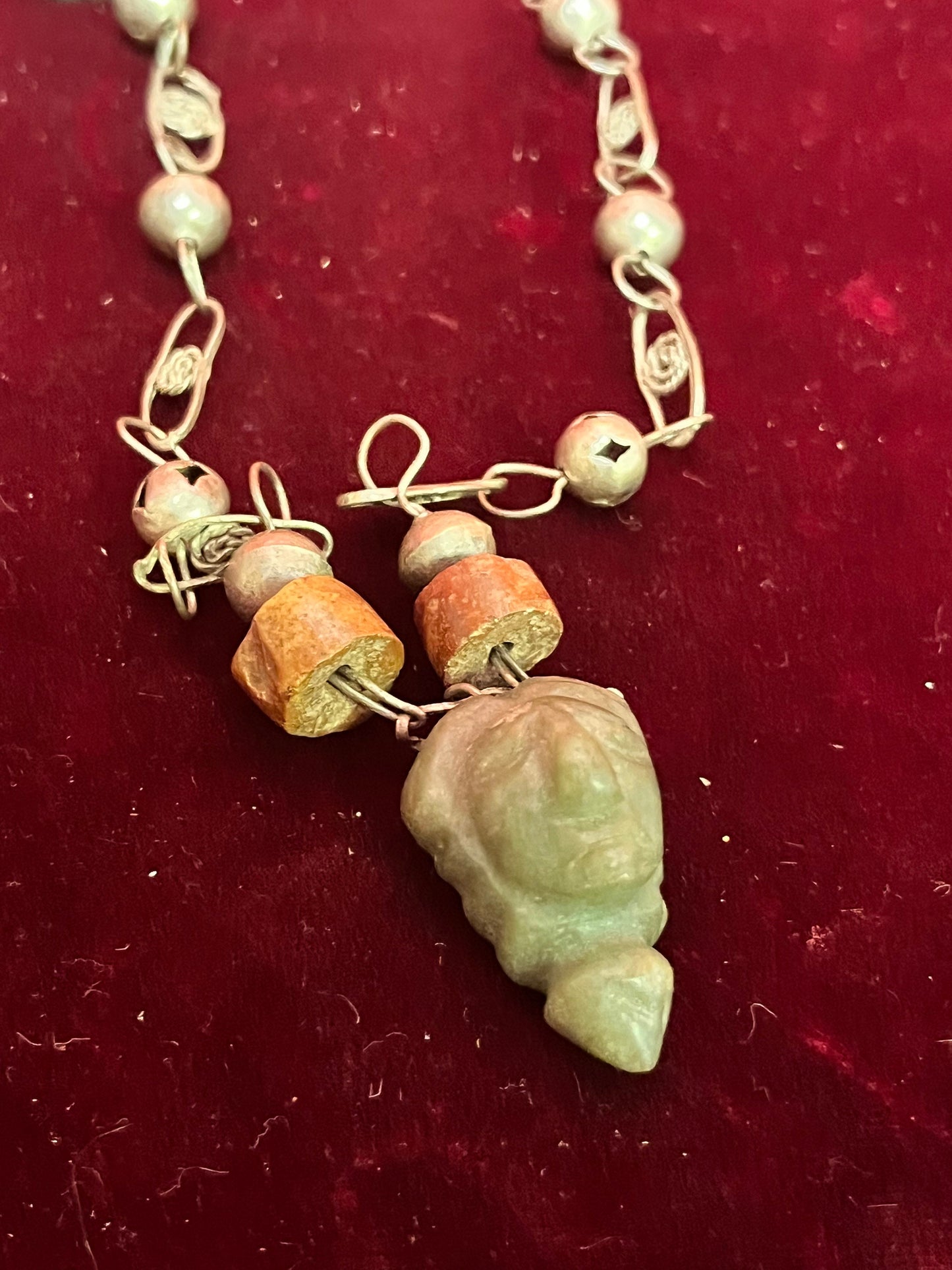 22 inch approx Asian silver and stone necklace - beautiful look and very unique