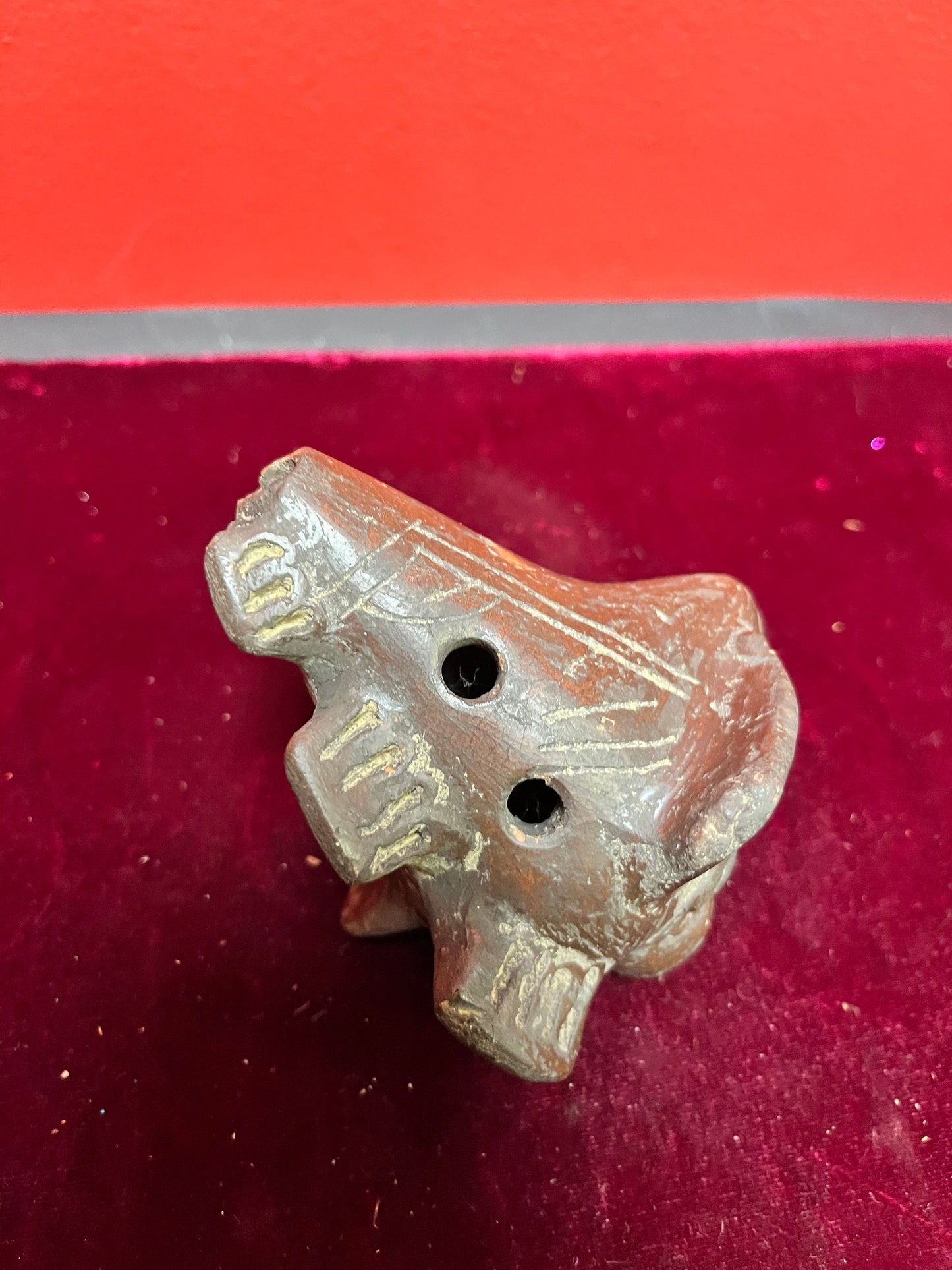 5 inch long Colombian Clay Figaro whistle nice sound good condition