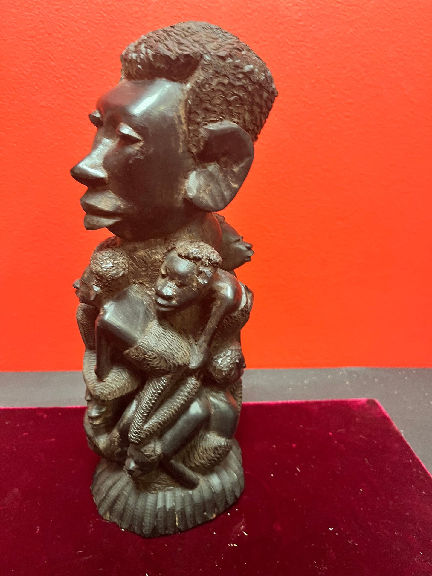 Well detailed 11 inch African Ebony wood Makonde statue lovely heavy piece