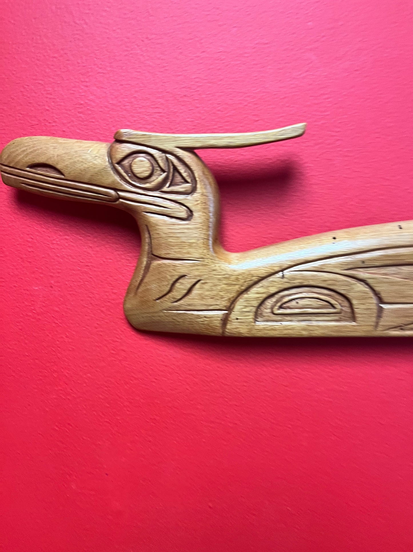 Lovely cedar signed 15 inch indigenous first nations pacific north west coast loon plaque  lovely