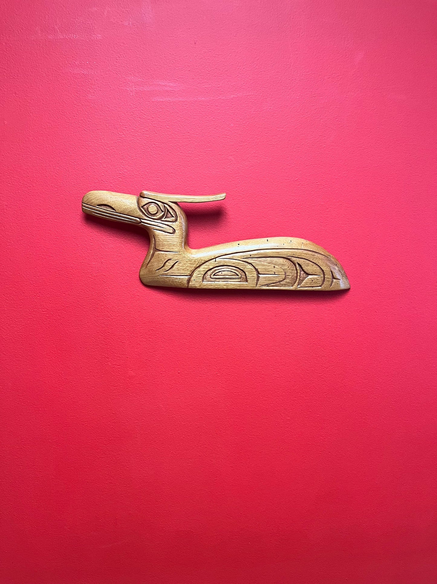 Lovely cedar signed 15 inch indigenous first nations pacific north west coast loon plaque  lovely