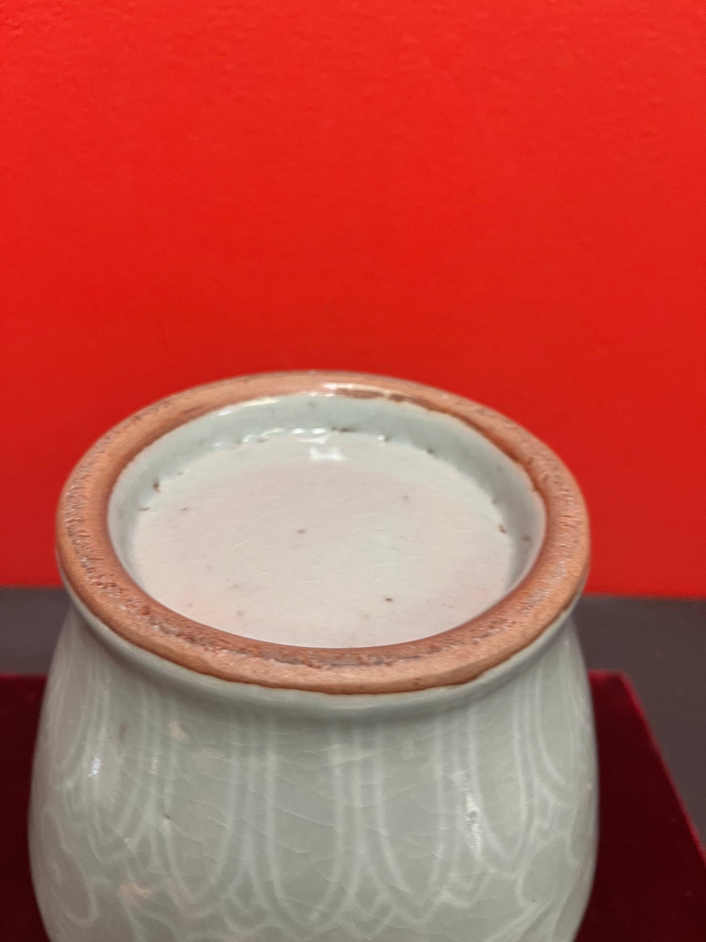 Rare museum quality antique Korean Goreyo celadon 918-1392 CE large vase in mint condition 8 inches tall