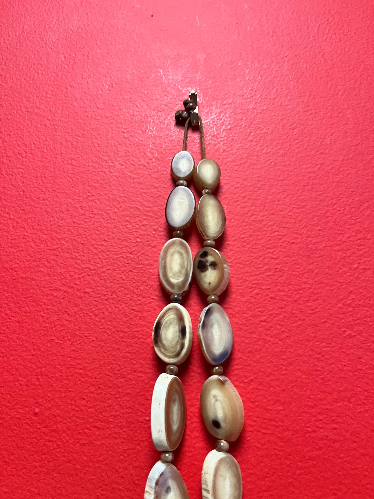 Unusual Asian horn necklace 24 inches approx with cow pendant magnificent piece and greet for a gift