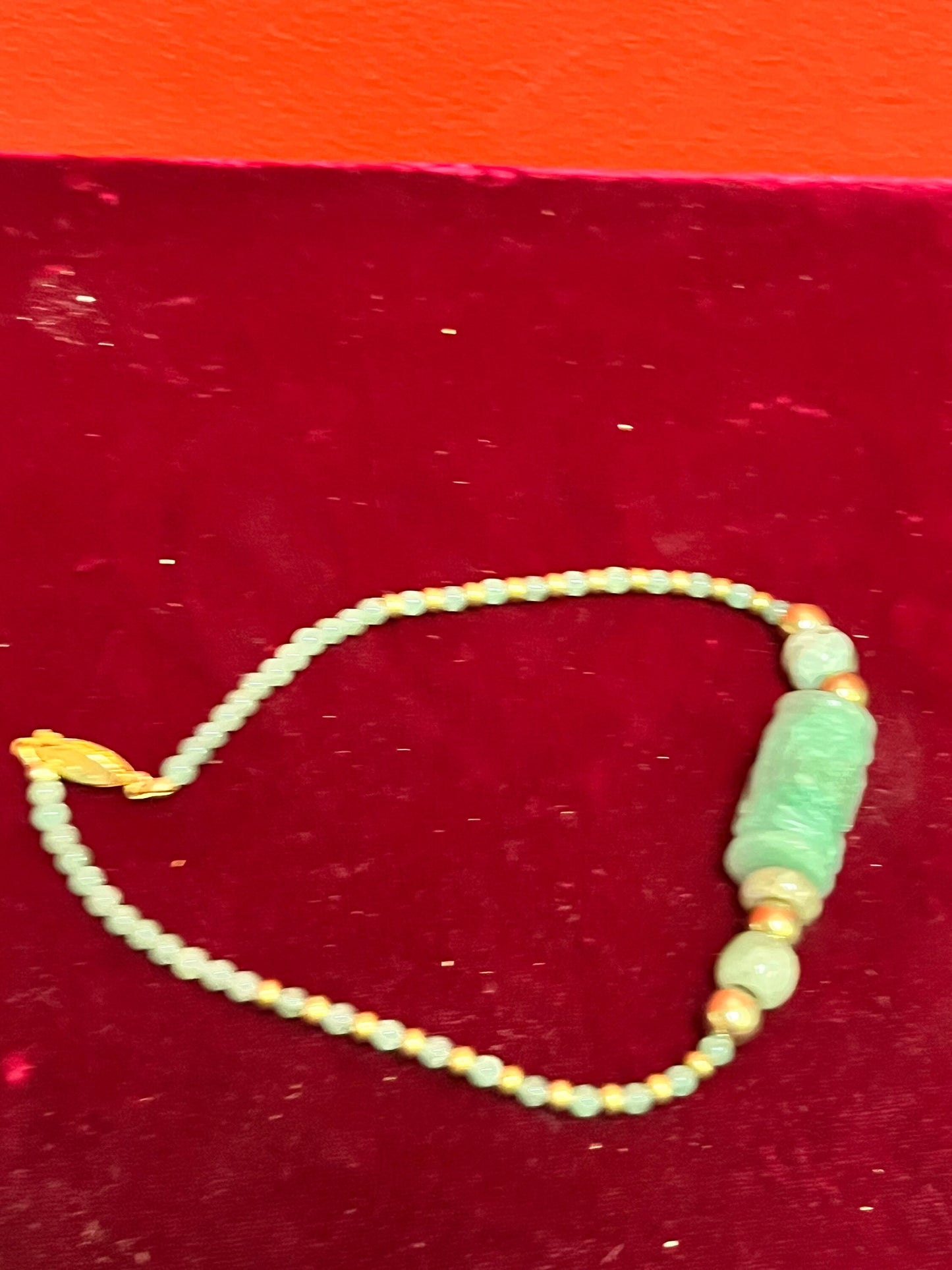 Lovely Chinese jade necklace approximately 12 inches long perfect for young woman or Small neckl