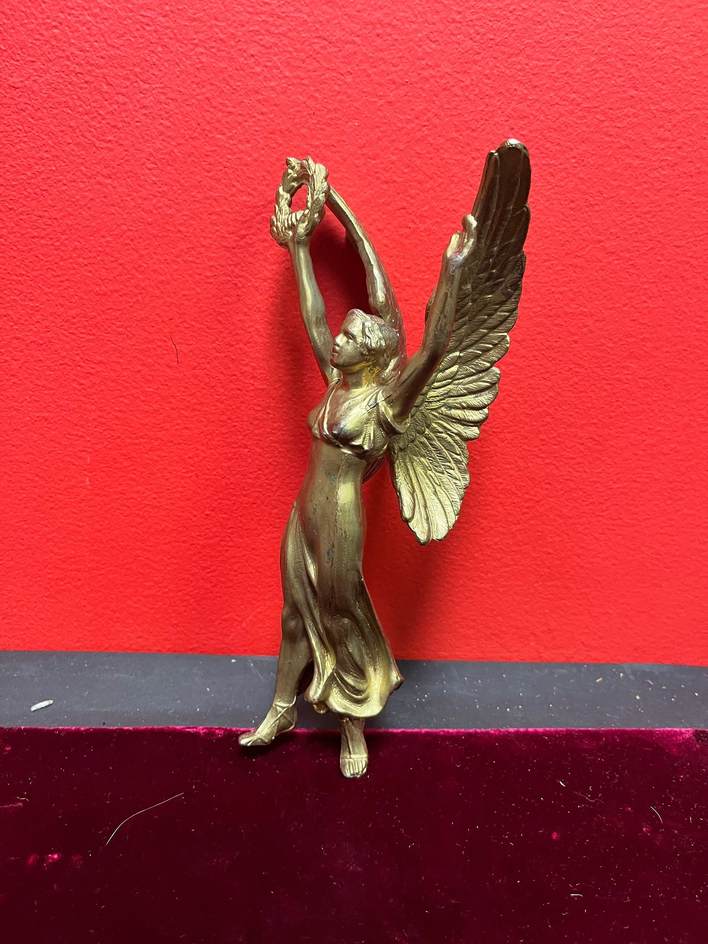 Lovely 9 inch gilded bronze lady with halo doesnt stand alone great quality