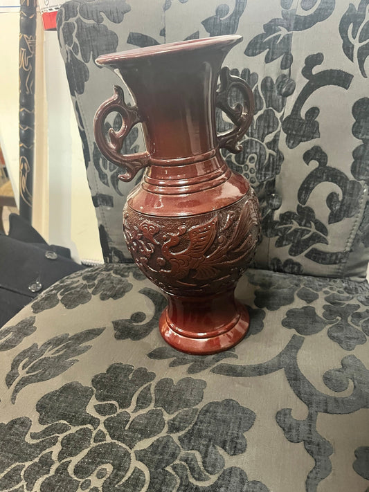 12 inch Chinese ox blood vase  great condition