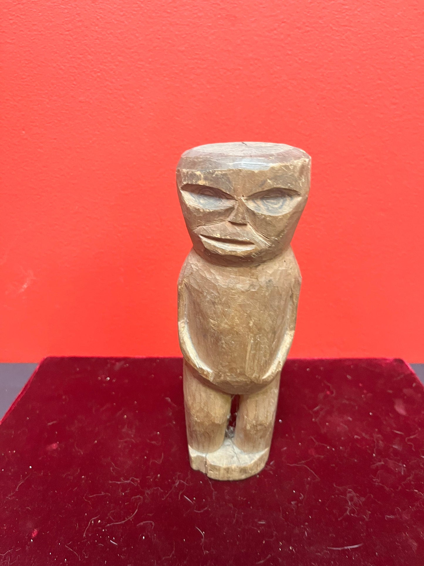 Very early antique first nations indigenous, pacific northwest coast Haida carved wooden statue possibly child made primitive beauty