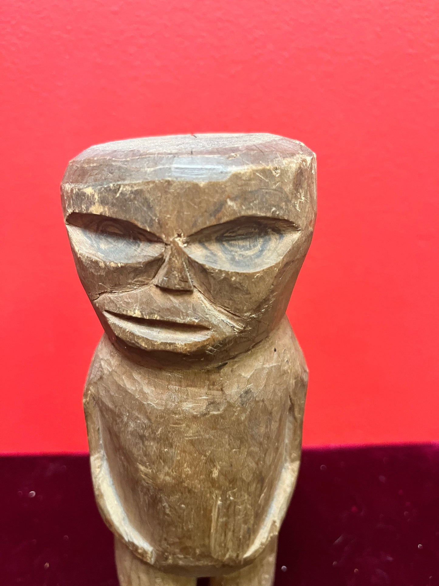 Very early antique first nations indigenous, pacific northwest coast Haida carved wooden statue possibly child made primitive beauty