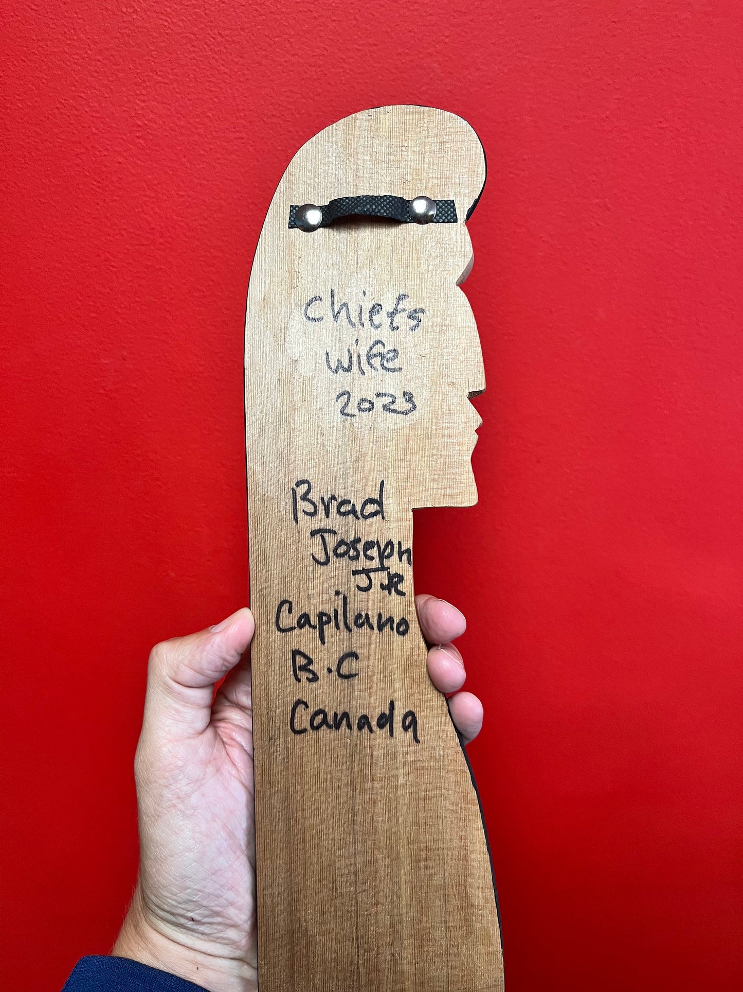 A Fabulous 13 inch tall Brad Joseph Junior Chiefs wife plaque Indigenous First Nations great quality