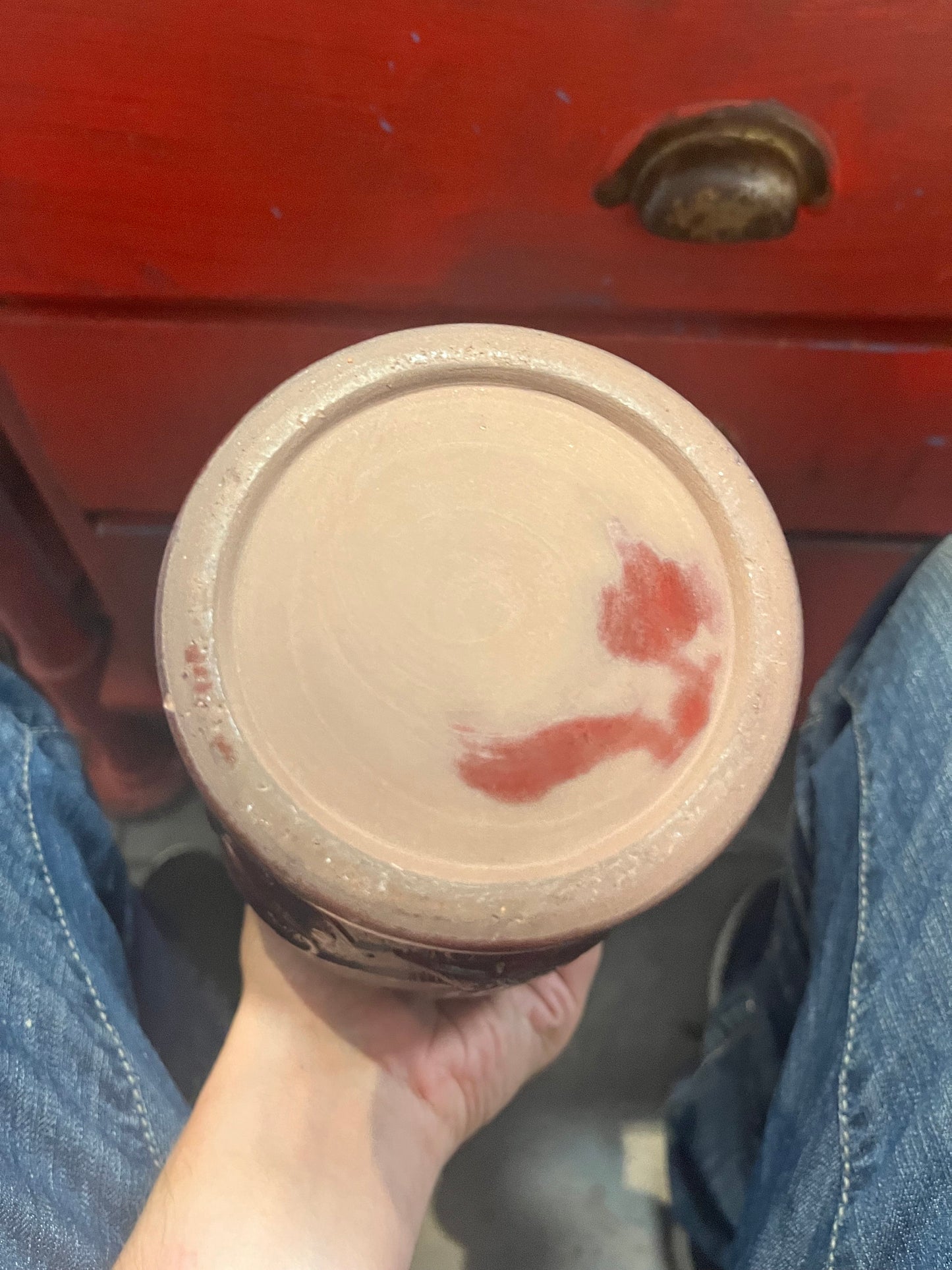 12 inch Chinese ox blood vase  great condition