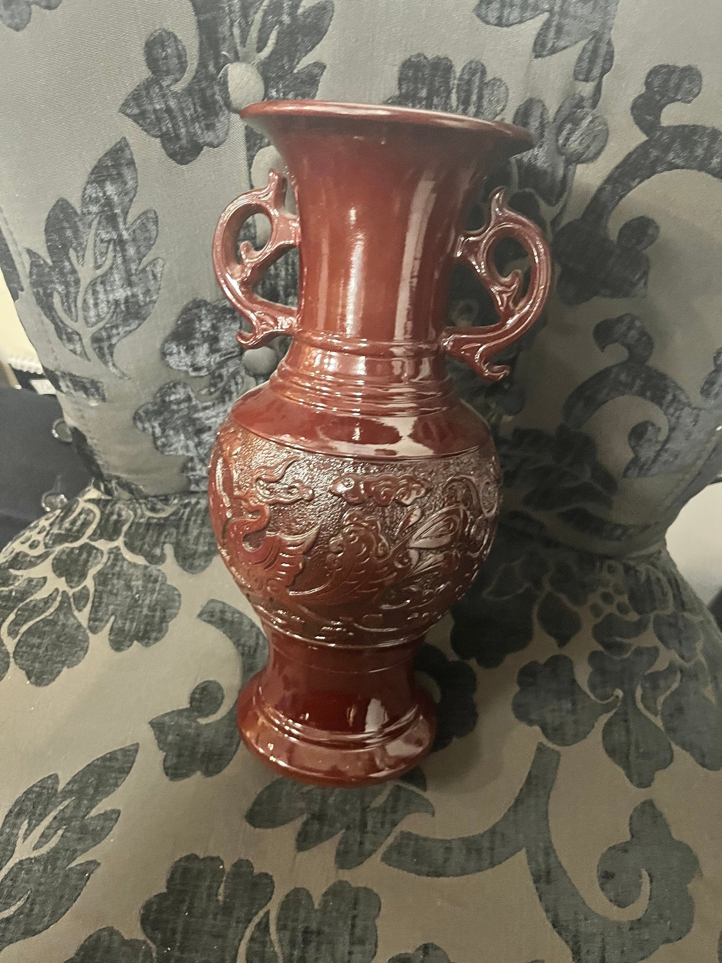 12 inch Chinese ox blood vase  great condition