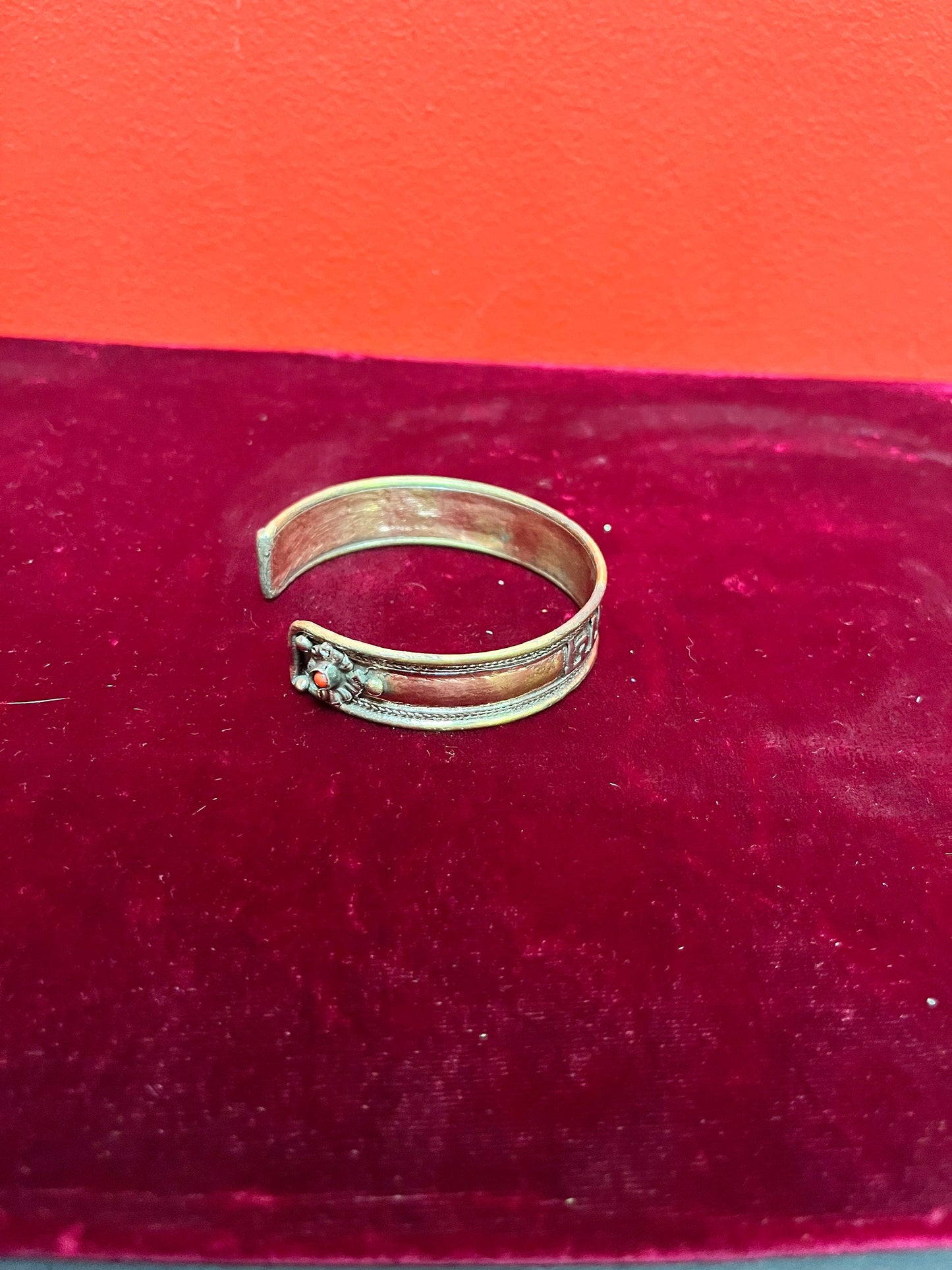 2 1/2 inch lovely copper and silver bracelet with cartouches Nepalese - wow great gift